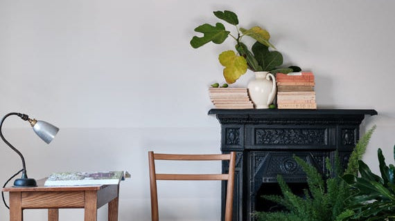 Pale grey walls painted in Farrow & Ball Ammonite