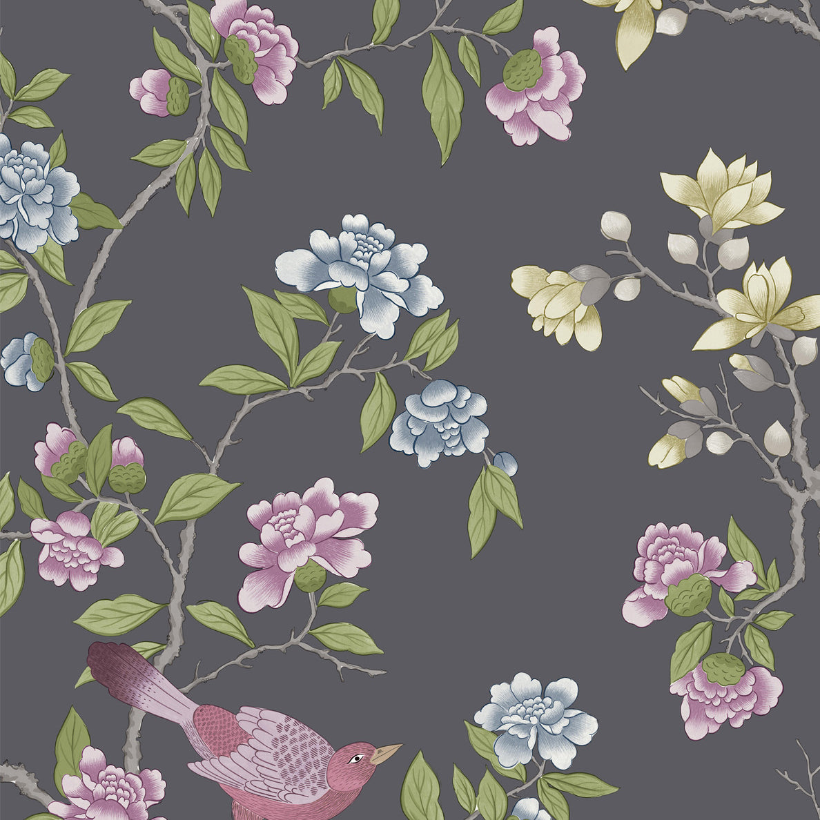 Aderyn - Arquerite Dark by Little Greene - luxury wallpaper