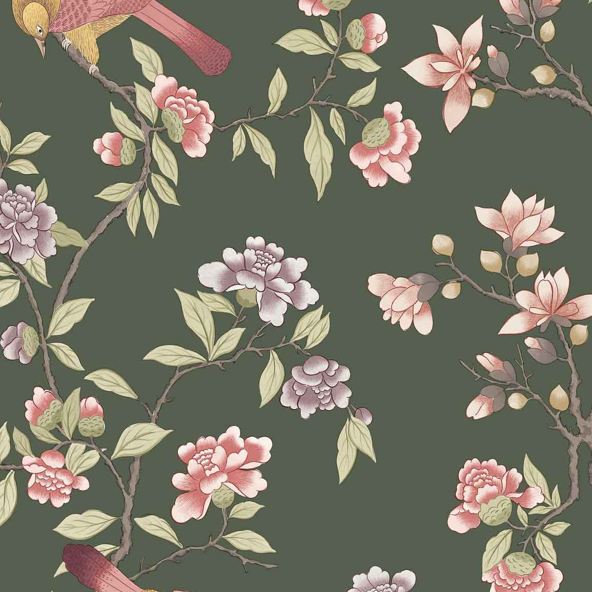Aderyn - Olive Colour by Little Greene - luxury wallpaper