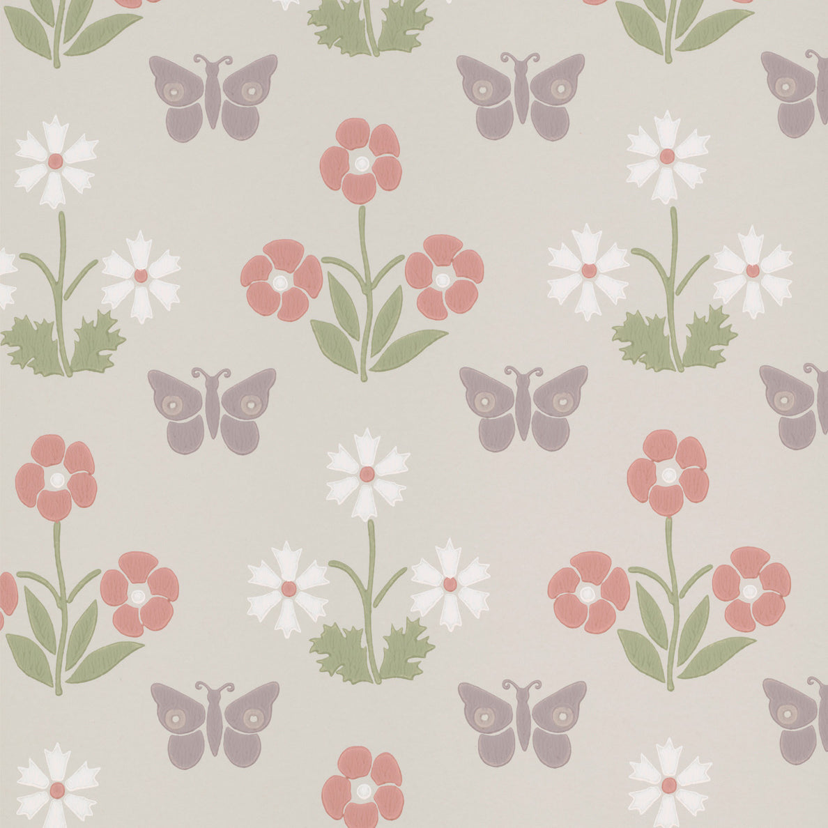 Burges Butterfly - French Grey by Little Greene - luxury wallpaper