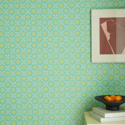 Ditsy Block - Green Verditer by Little Greene - luxury wallpaper