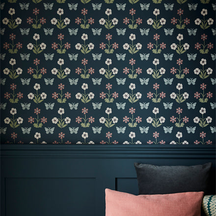 Burges Butterfly - Hicks' Blue by Little Greene - luxury wallpaper