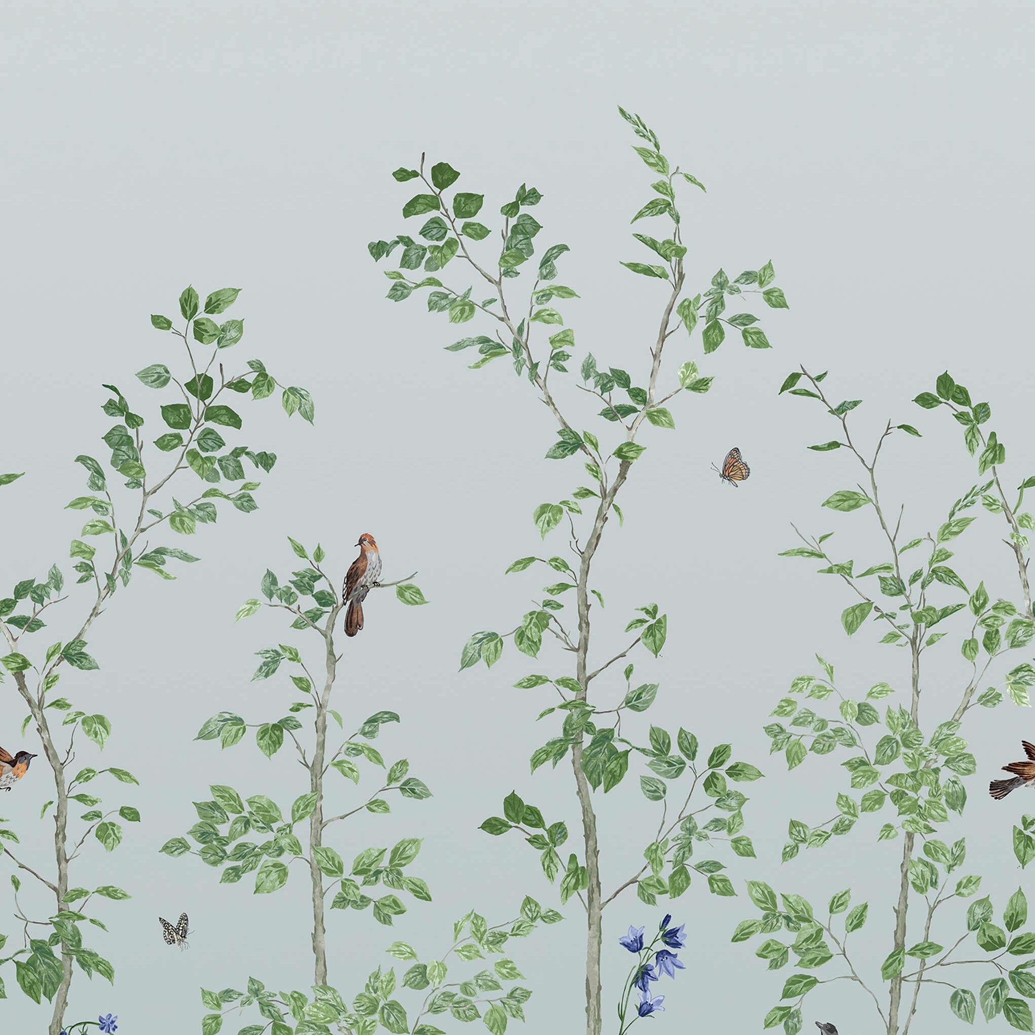 Bird & Bluebell - Celestial Blue by Little Greene - luxury wallpaper