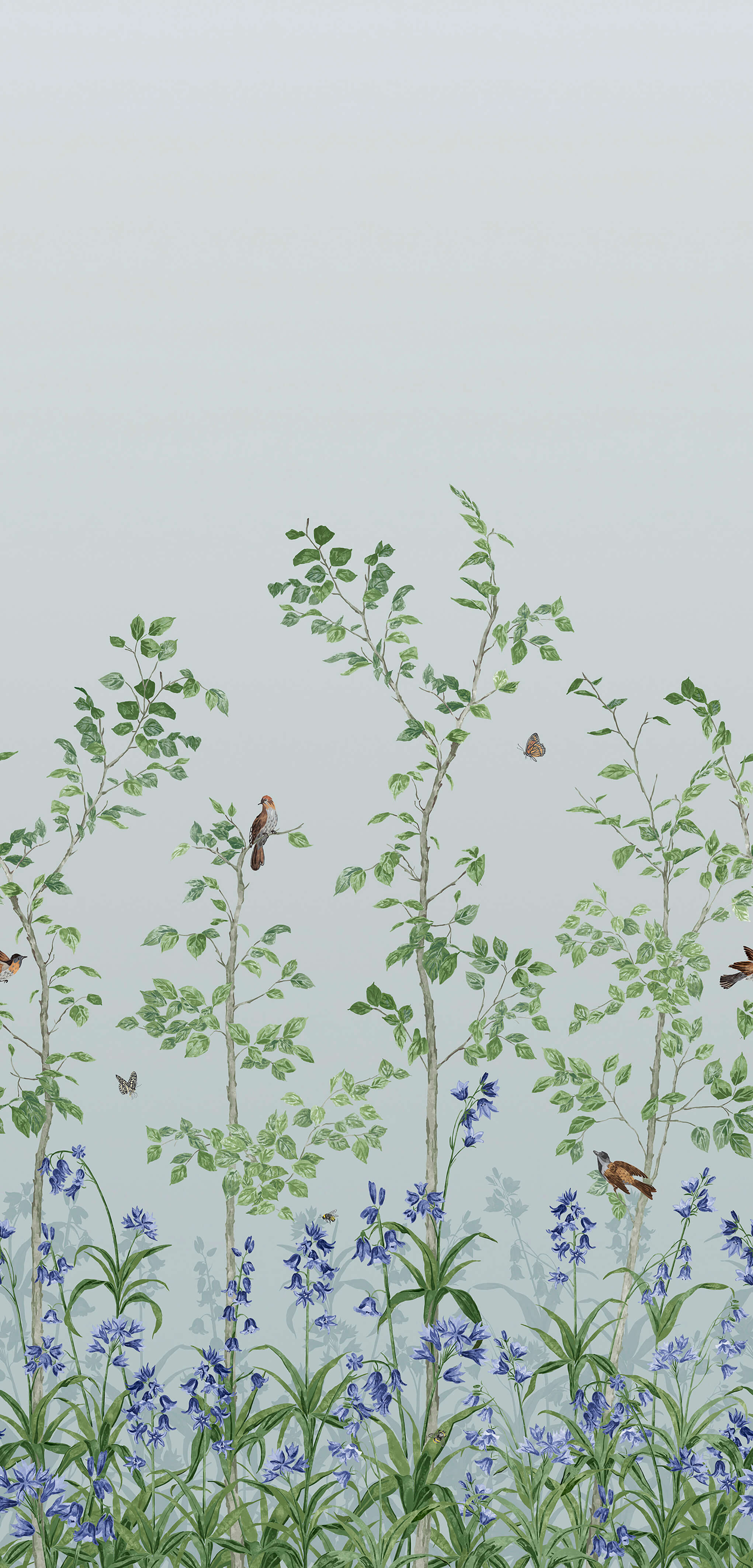 Bird & Bluebell - Celestial Blue by Little Greene - luxury wallpaper