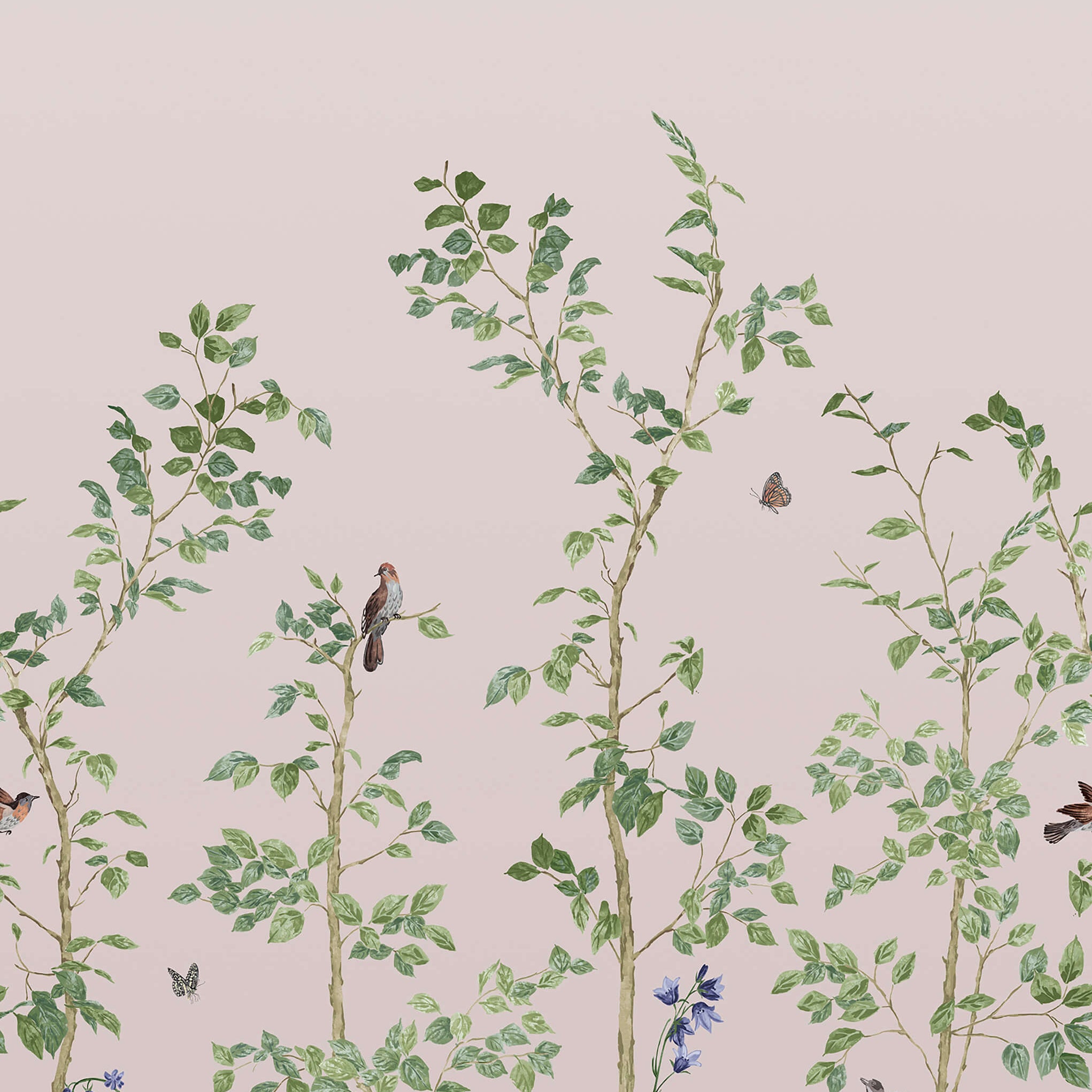 Bird & Bluebell - China Clay by Little Greene - luxury wallpaper