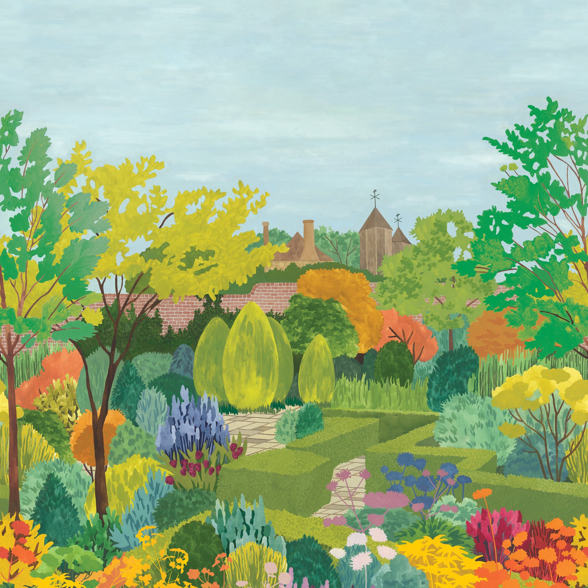 Castle Garden - Pale Lime by Little Greene - luxury wallpaper