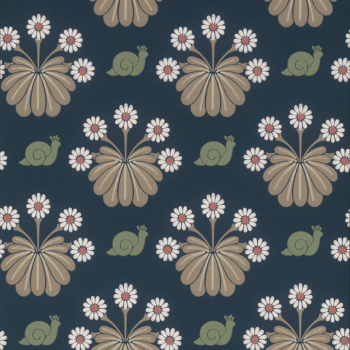 Burges Snail - Dark Blue by Little Greene - luxury wallpaper