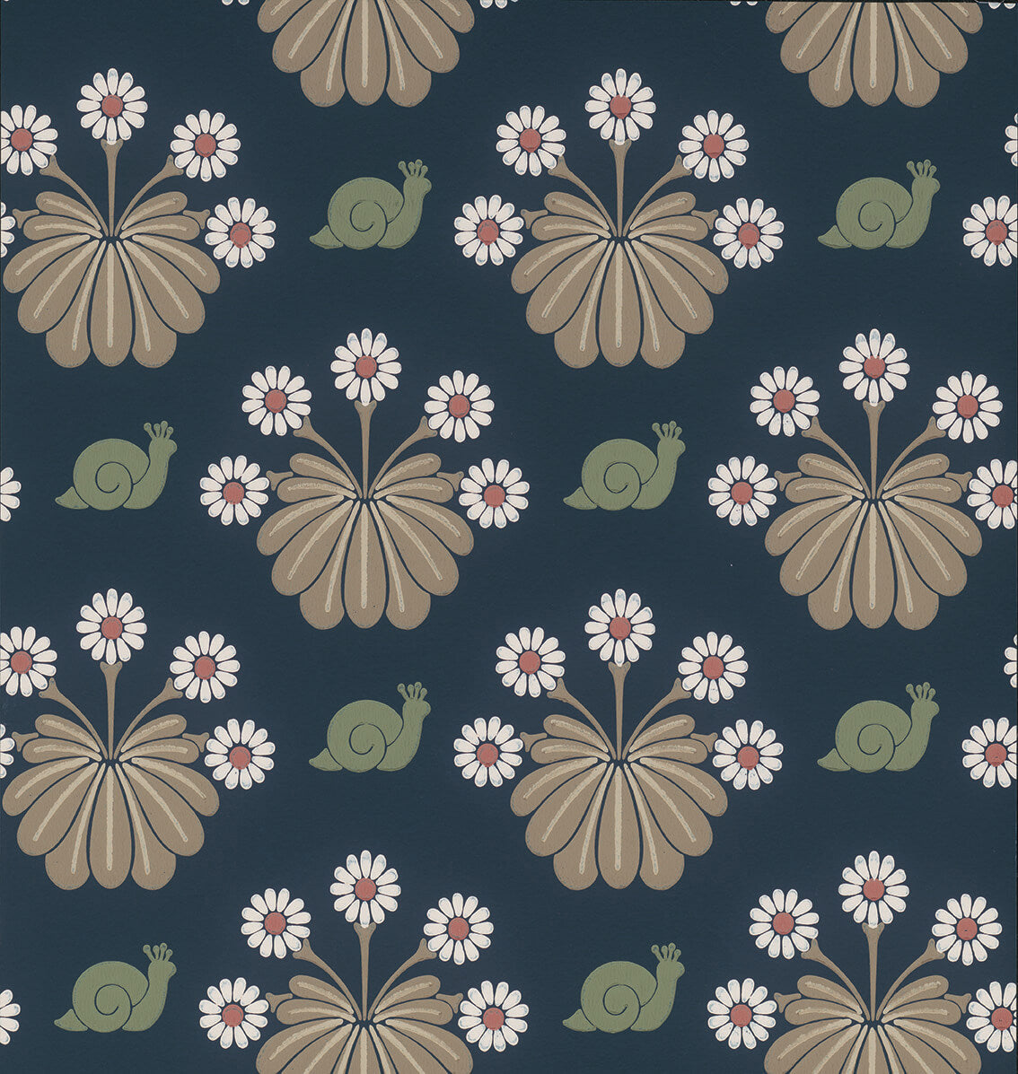 Burges Snail - Dark Blue by Little Greene - luxury wallpaper