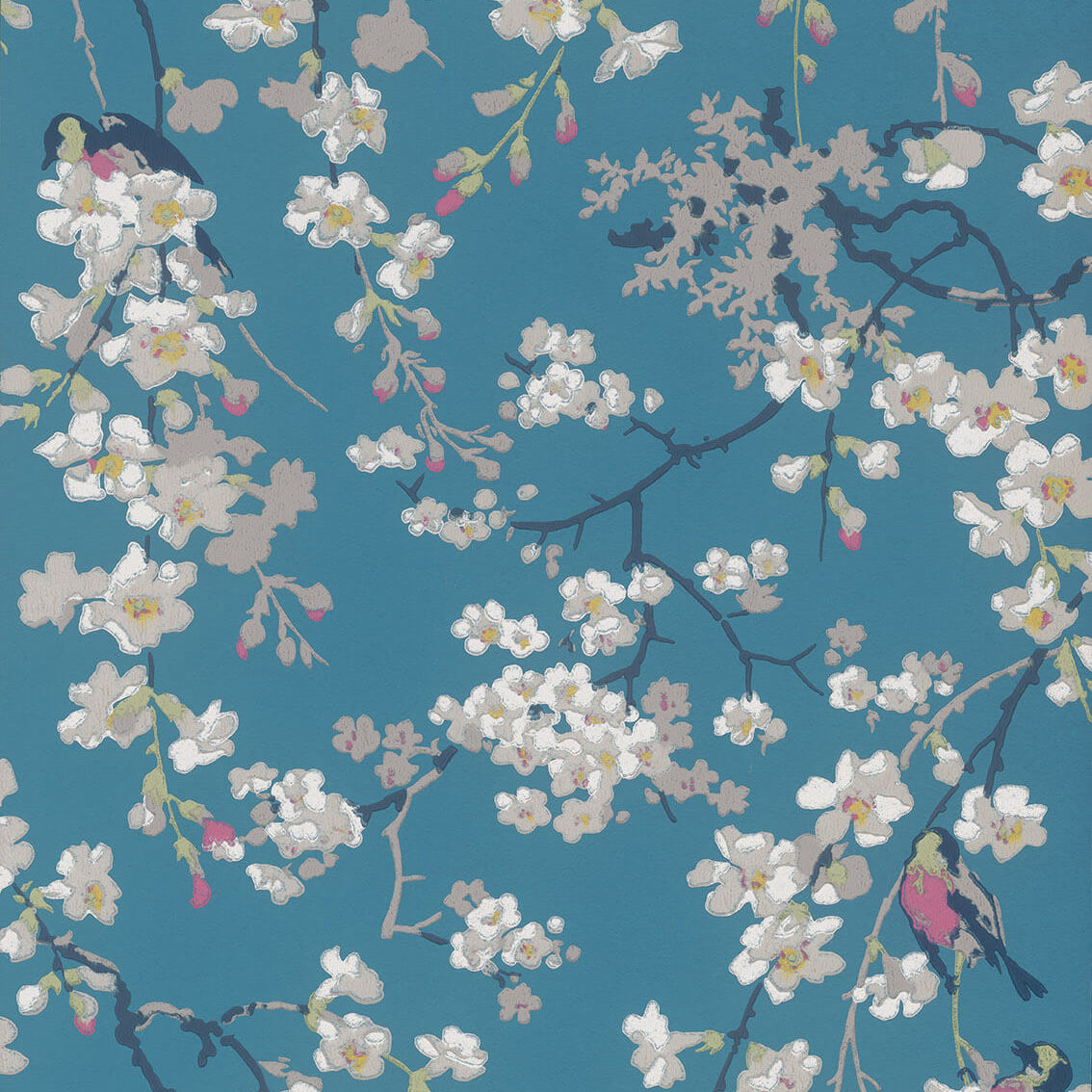 Massingberd Blossom - Deep Blue by Little Greene - luxury wallpaper