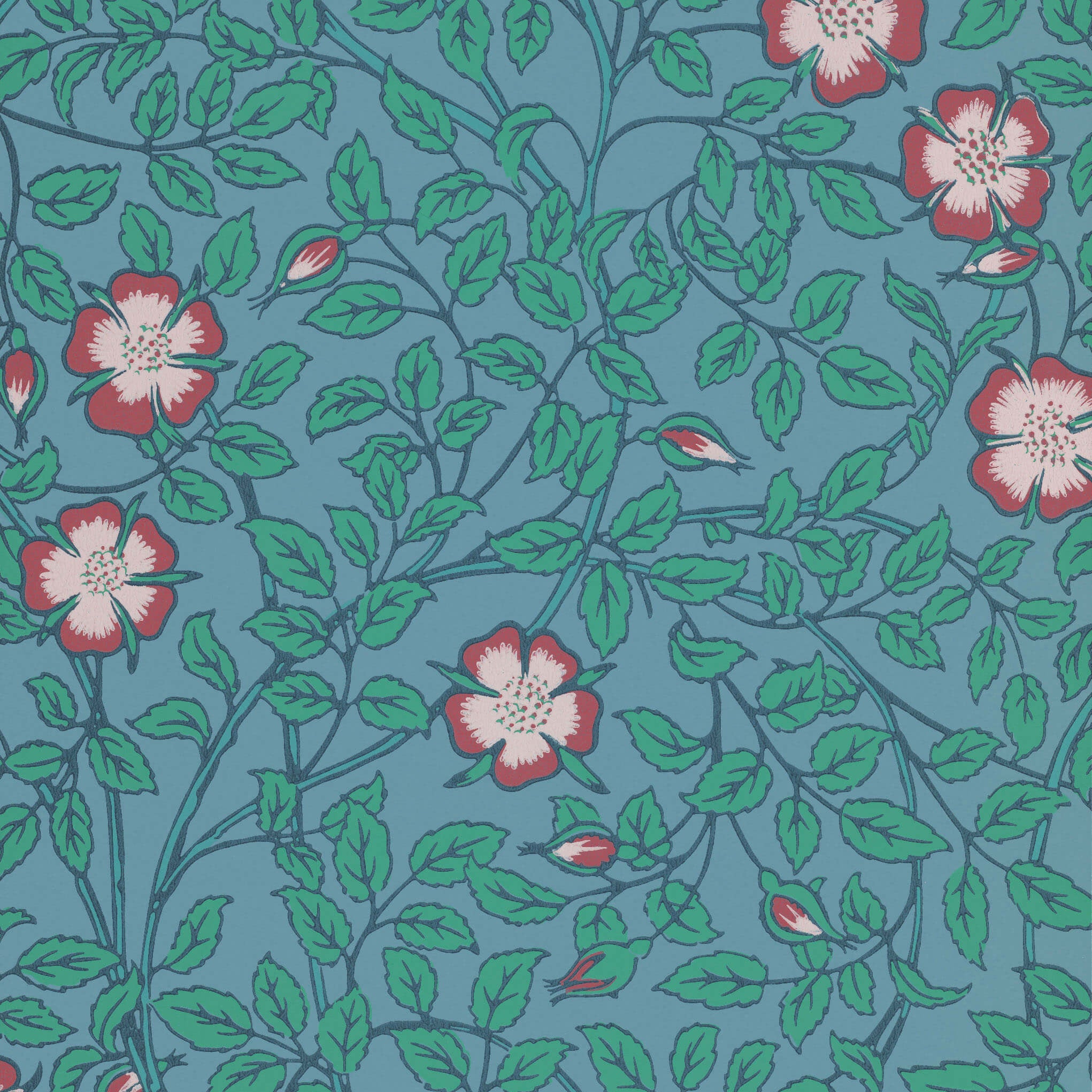 Briar Rose - Marine Blue by Little Greene - luxury wallpaper