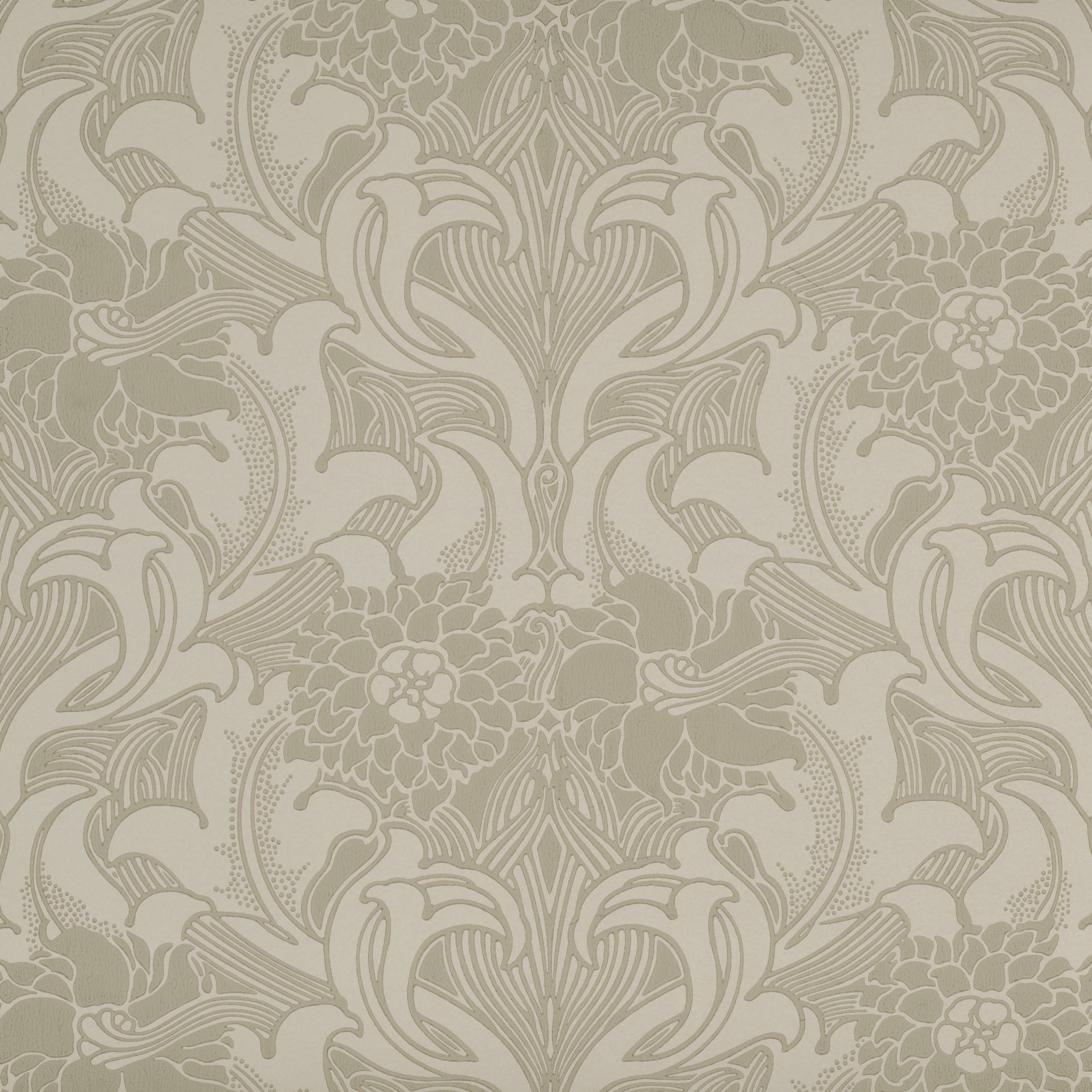 Dahlia Scroll - French Grey by Little Greene - luxury wallpaper