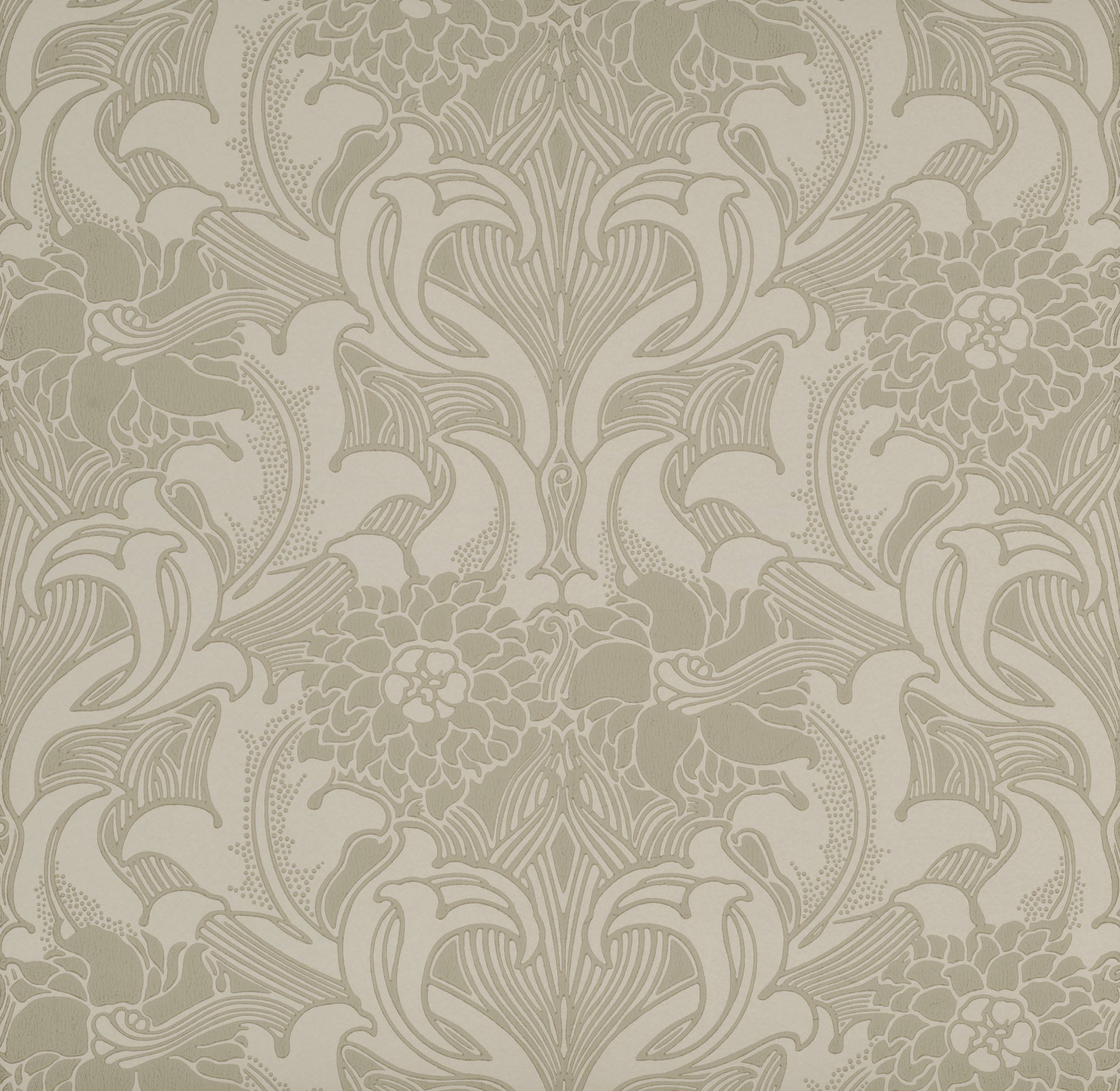 Dahlia Scroll - French Grey by Little Greene - luxury wallpaper