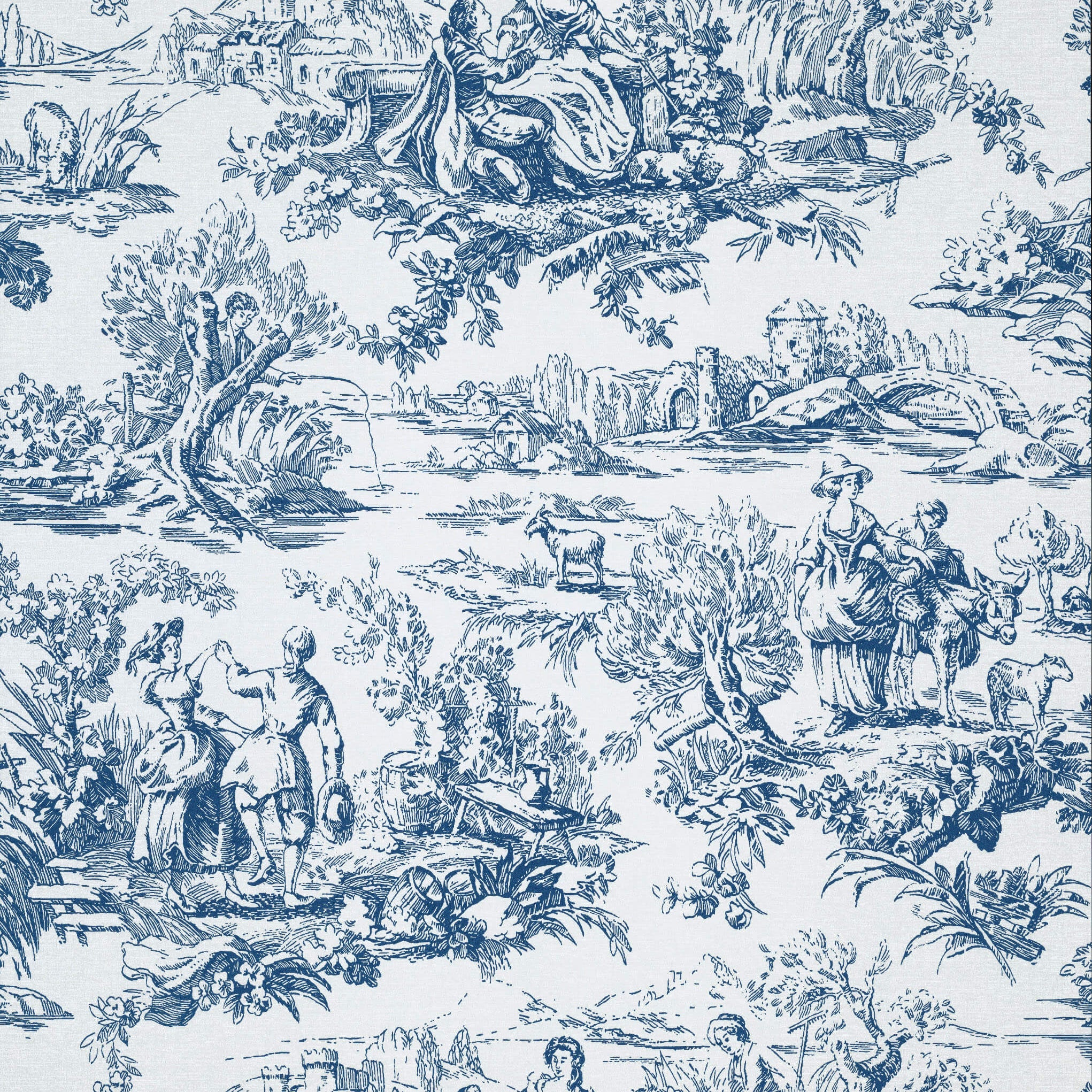 Lovers' Toile - Mazarine by Little Greene - luxury wallpaper
