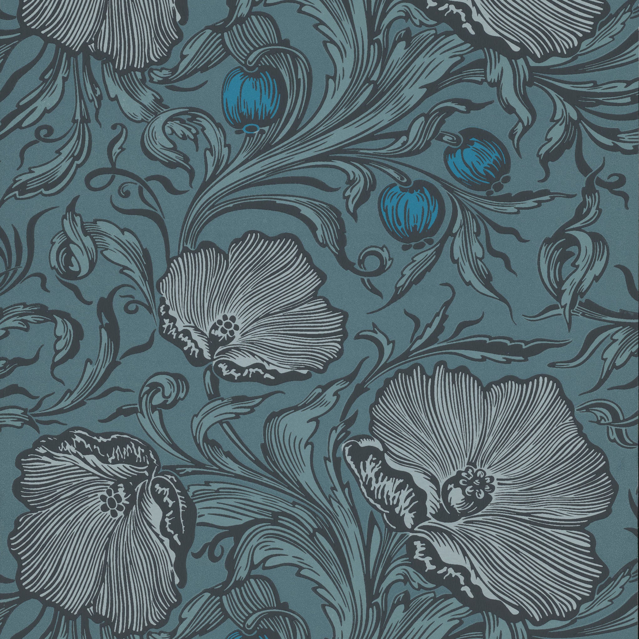 Poppy Trail - Air Force Blue by Little Greene - luxury wallpaper