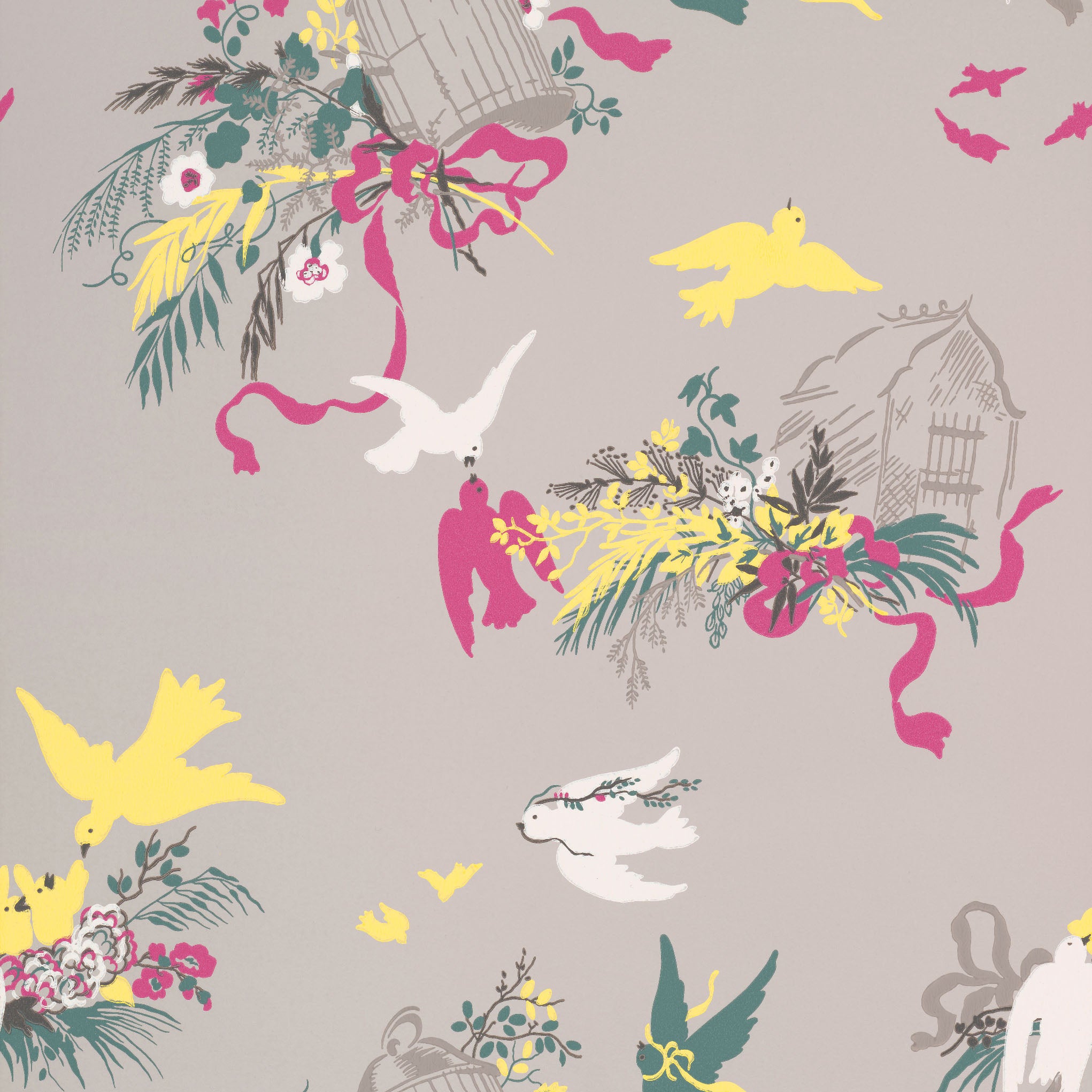 Volières - French Grey by Little Greene - luxury wallpaper
