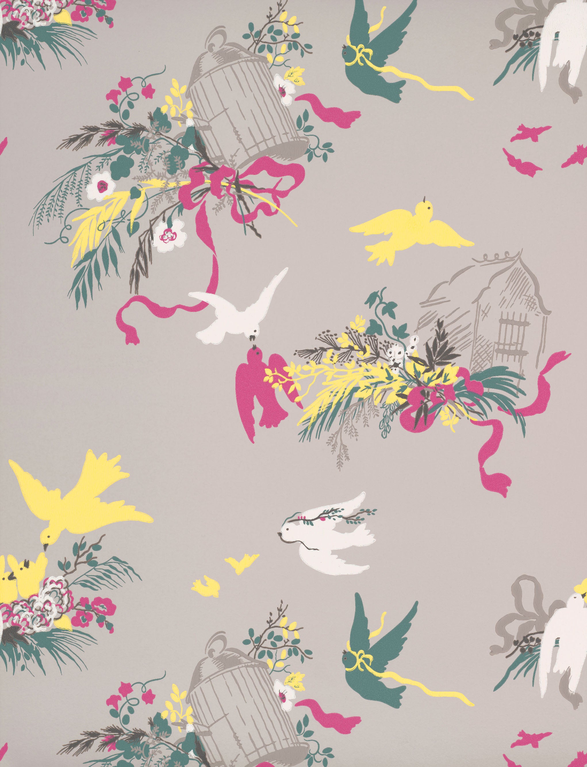 Volières - French Grey by Little Greene - luxury wallpaper