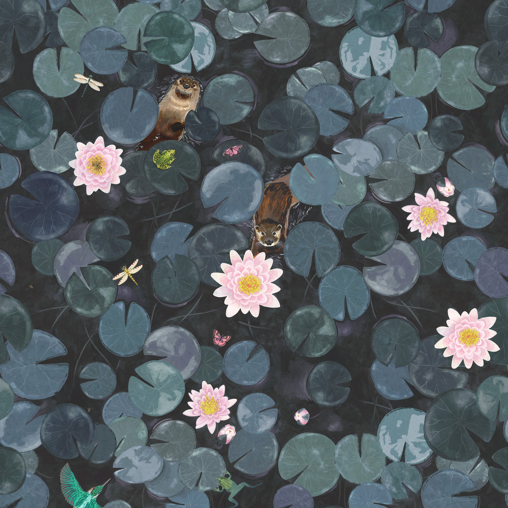 Lily Pads - Hicks' Blue by Little Greene - luxury wallpaper