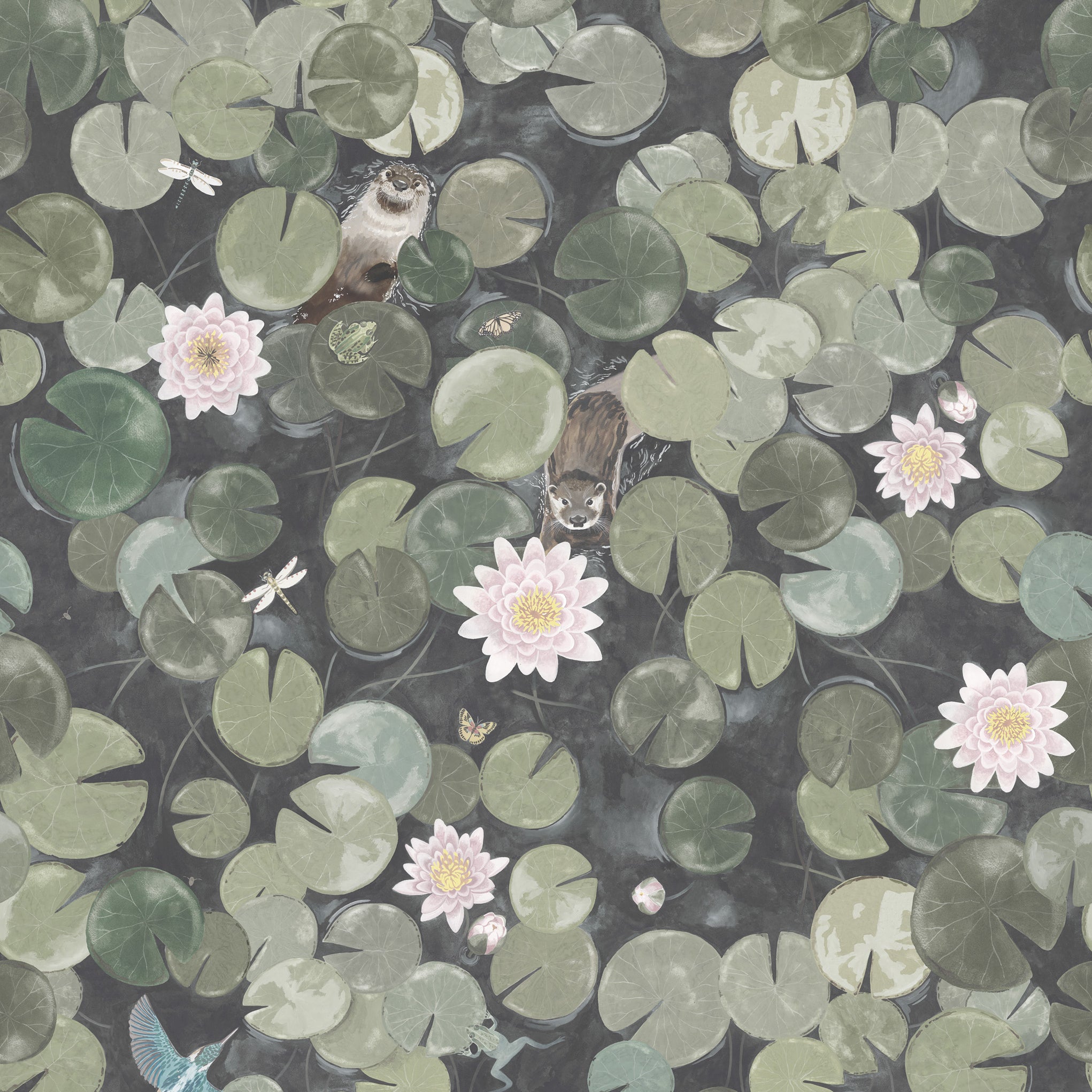 Lily Pads - Normandy Grey by Little Greene - luxury wallpaper