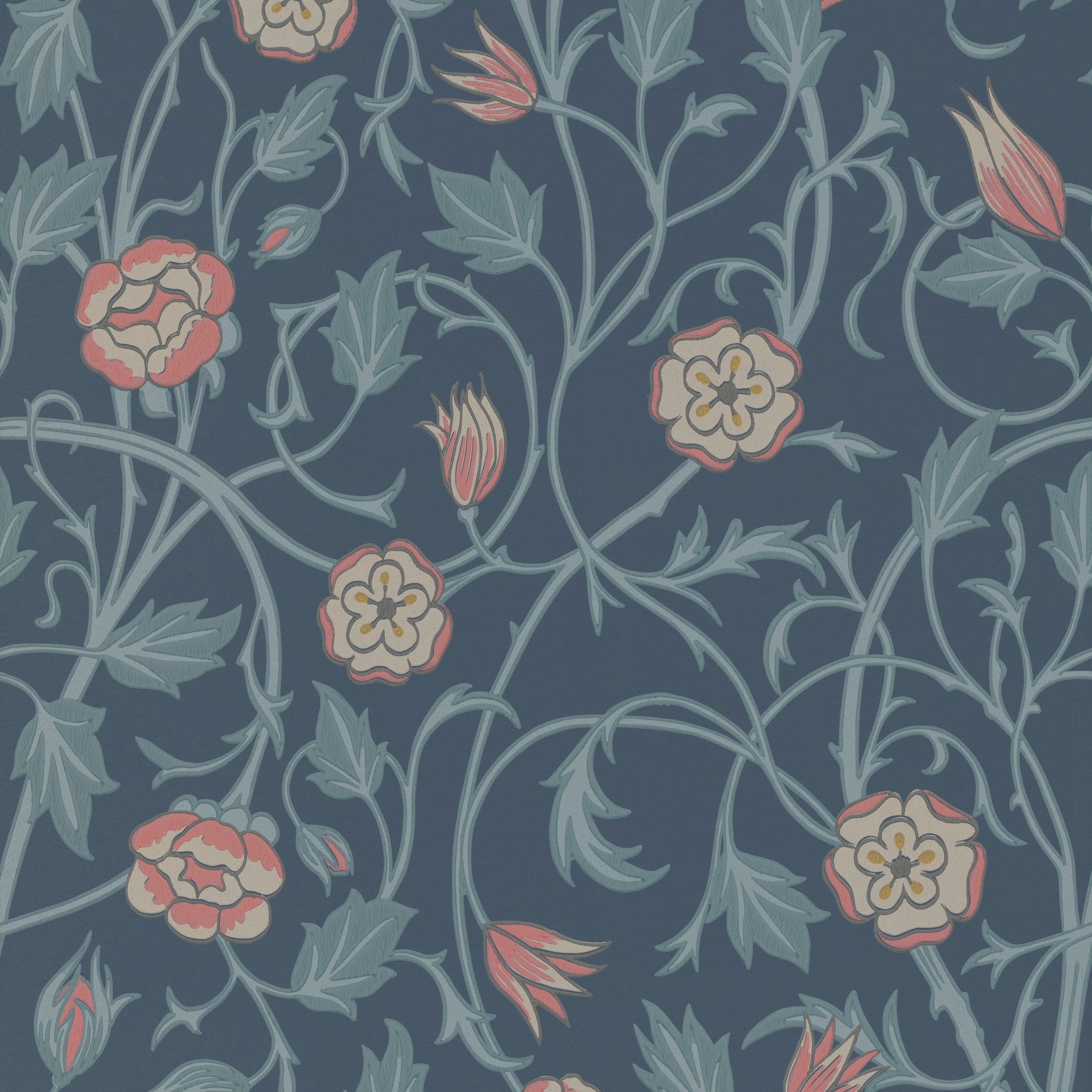 May's Tulip - Hicks' Blue by Little Greene - luxury wallpaper