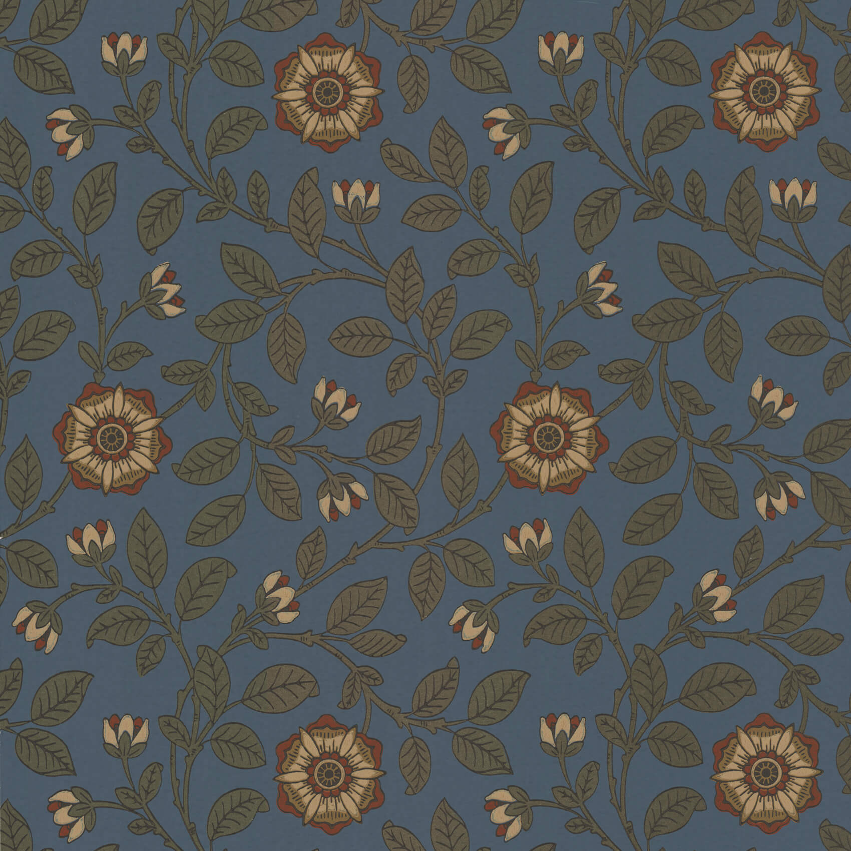Richmond Green - Revival Blue by Little Greene - luxury wallpaper