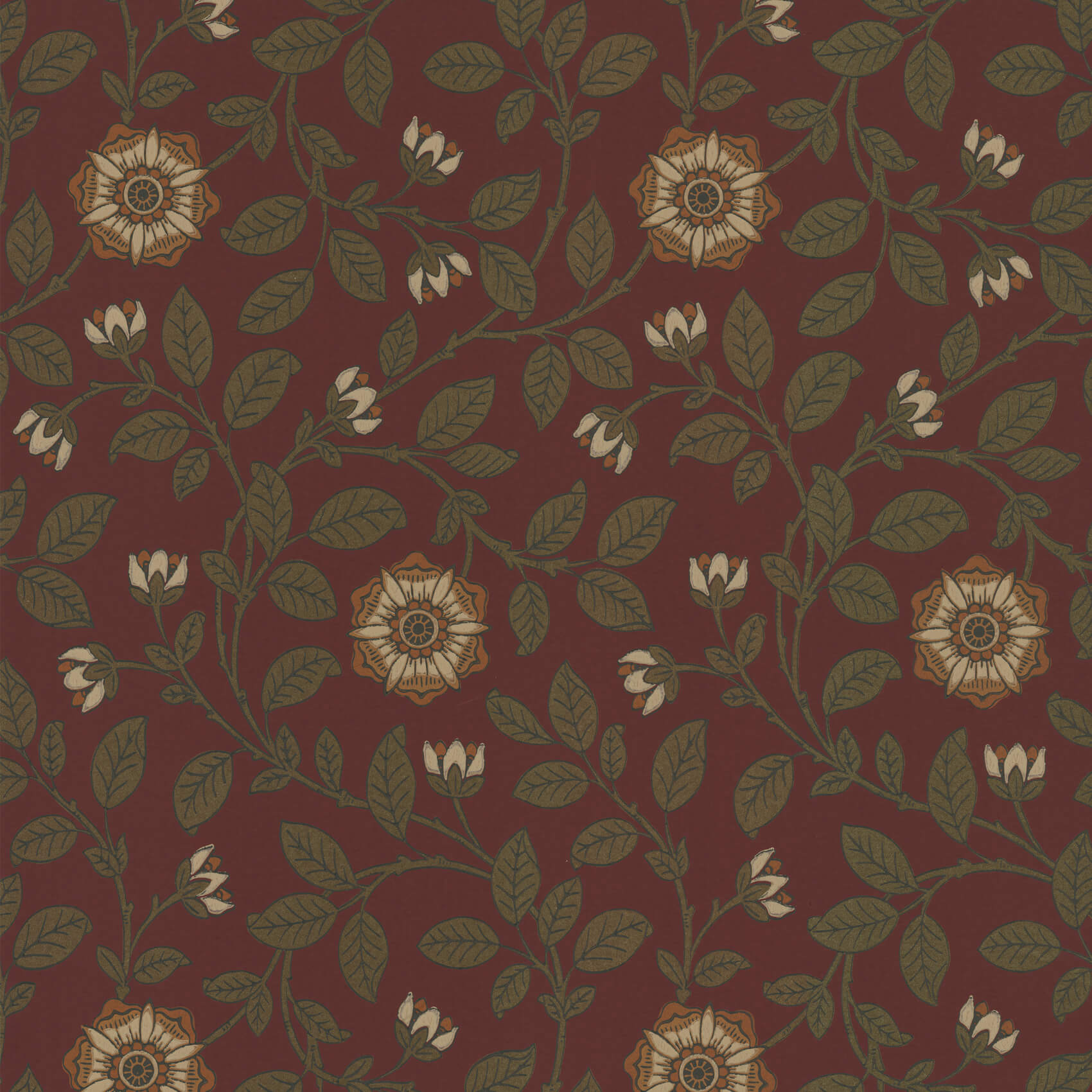 Richmond Green - Revival Red by Little Greene - luxury wallpaper