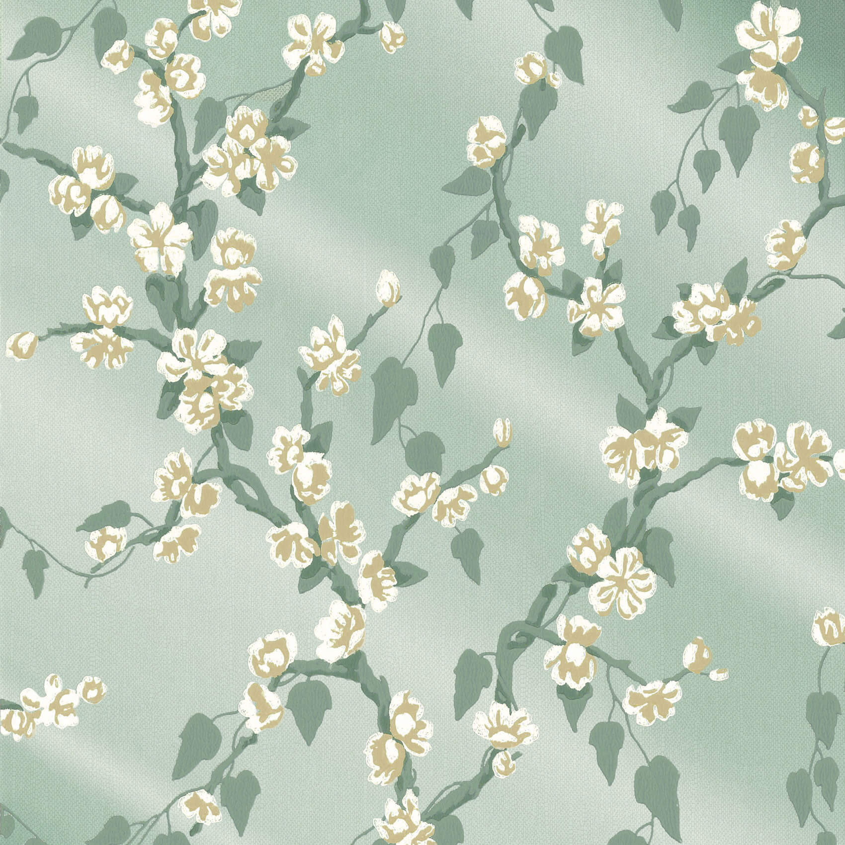 Sakura - Aqua Lustre by Little Greene - luxury wallpaper