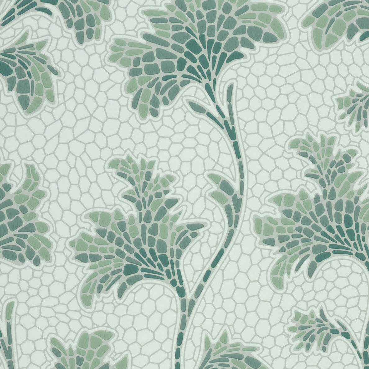 Mosaic Trail - Aquamarine by Little Greene - luxury wallpaper