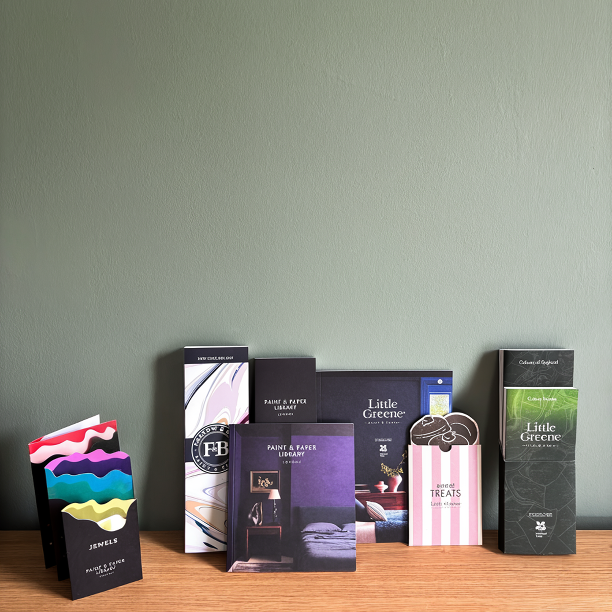 Paint and Papers colour card collection featuring Farrow & Ball, Little Greene and Paint & Paper Library