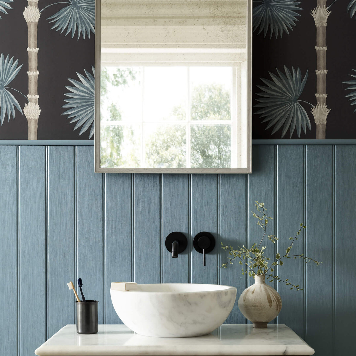 Hardy Palm - Perse Grey by Paint & Paper Library - luxury wallpaper