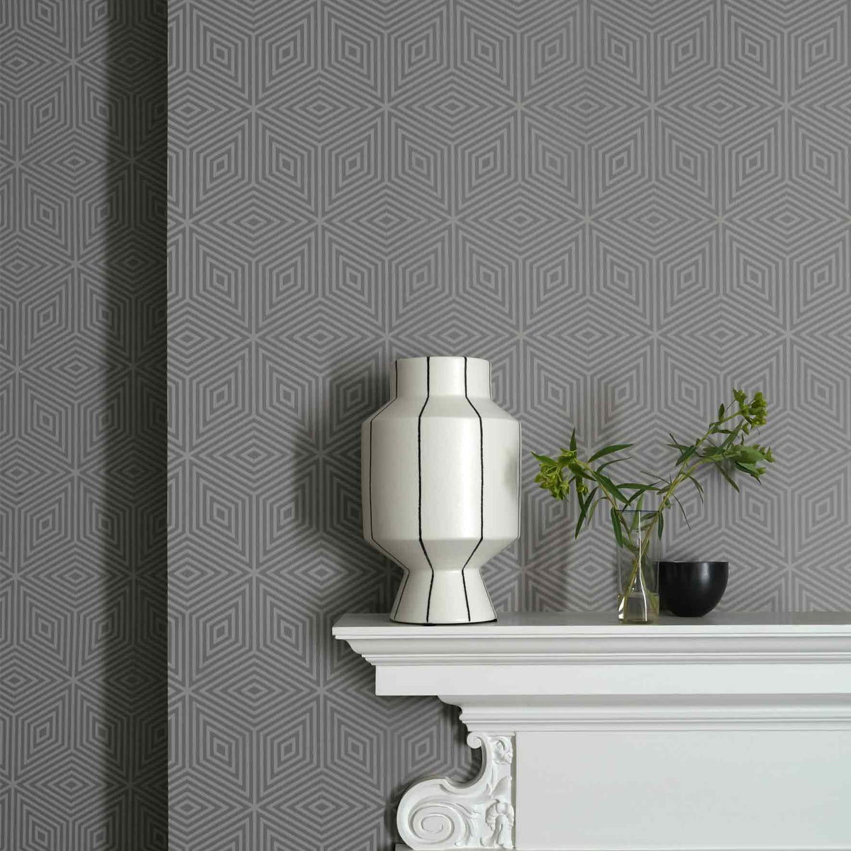 Marquetry Tile - Slate V by Paint & Paper Library - luxury wallpaper
