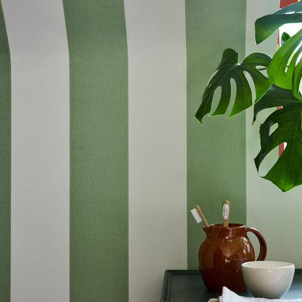 Broad Stripe - Pea Green by Little Greene - luxury wallpaper