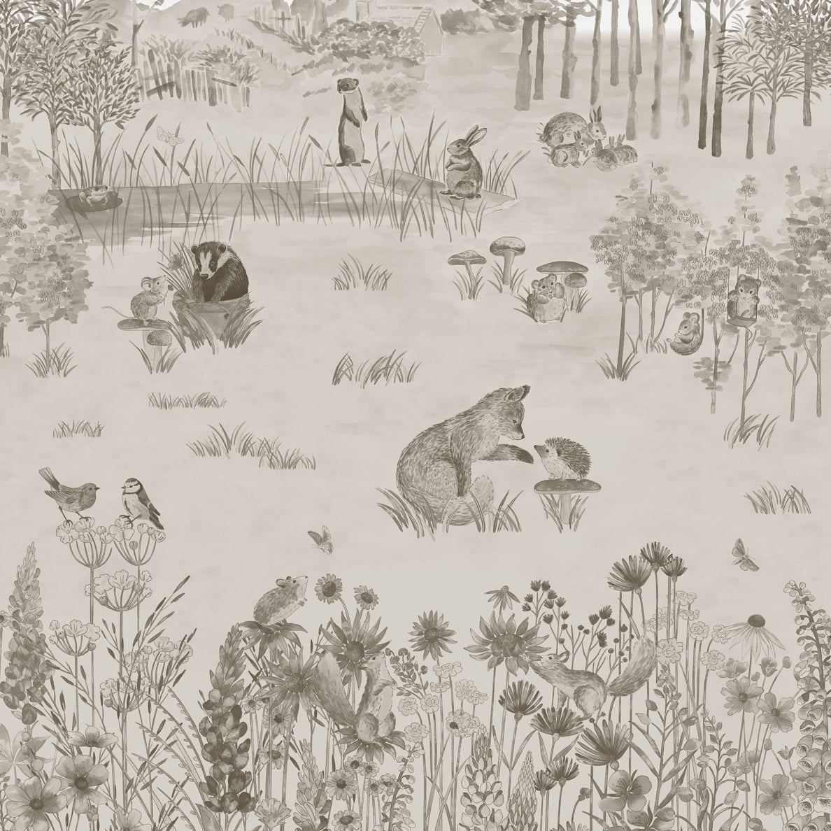 Potter's Woodland - Stone by Little Greene - luxury wallpaper