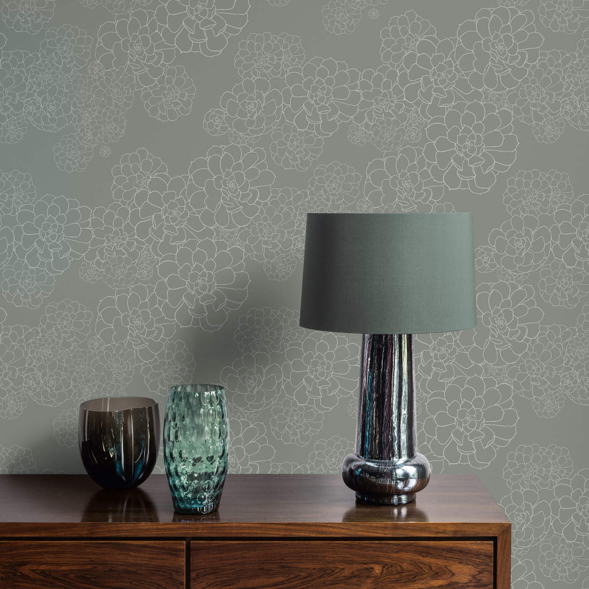 Aeonium - Steel by Paint & Paper Library - luxury wallpaper