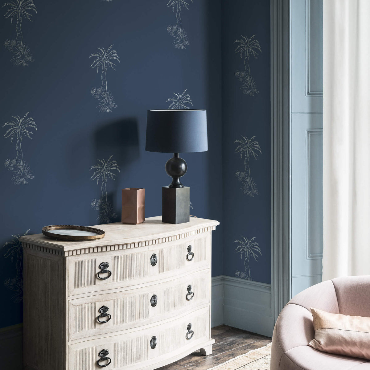 Lighthouse Palm - Blue Pearl by Paint & Paper Library - luxury wallpaper