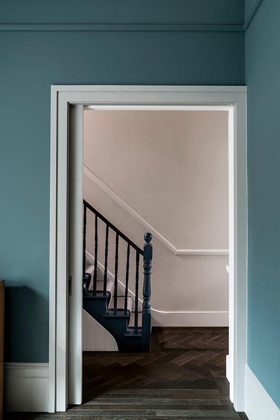 Room painted in Farrow & Ball Inchyra Blue