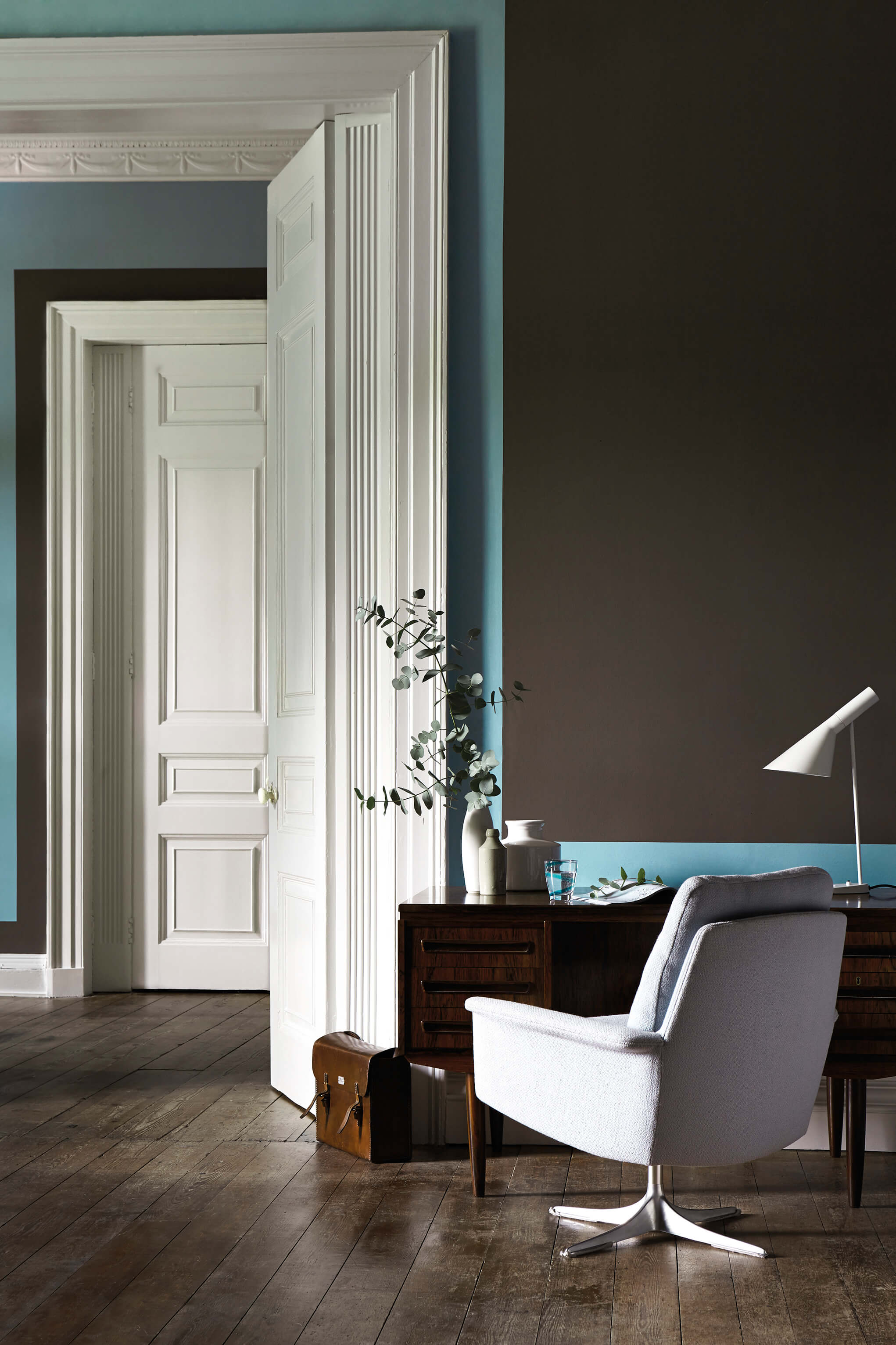 Interior painted in Little Greene Attic II with Sky Blue