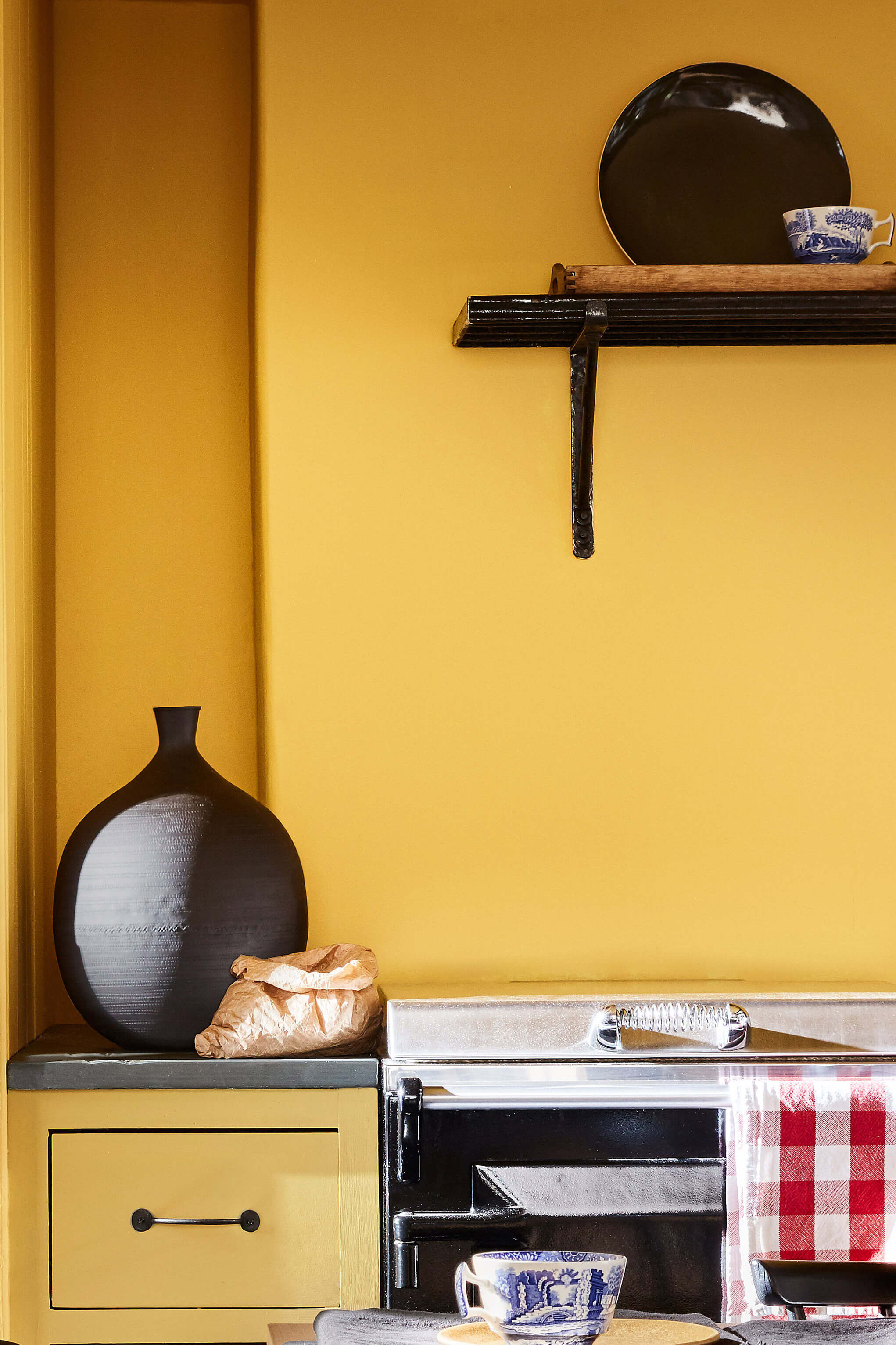 Kitchen painted in Little Greene Giallo