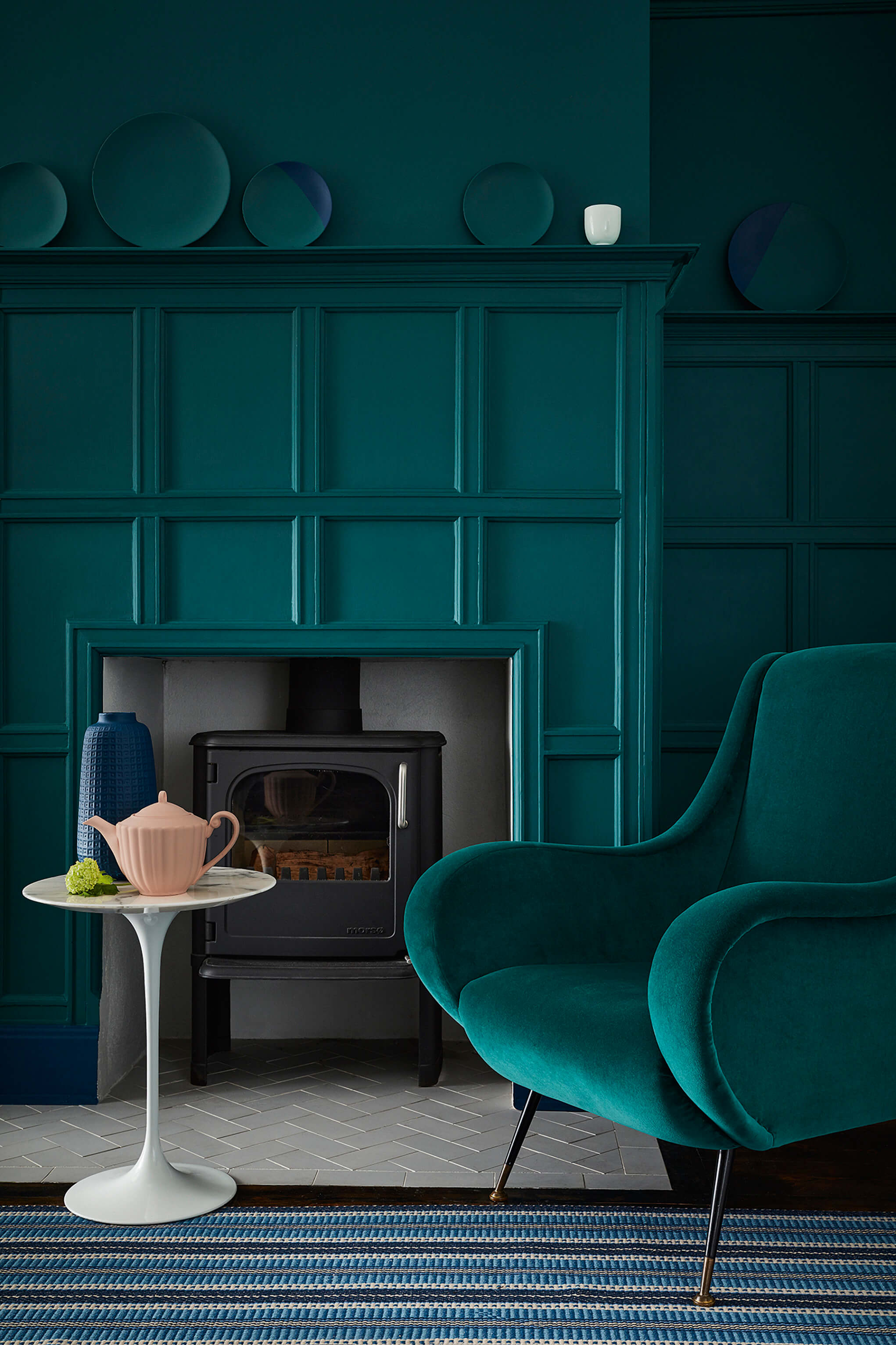 Room painted in Little Greene Mid Azure Green