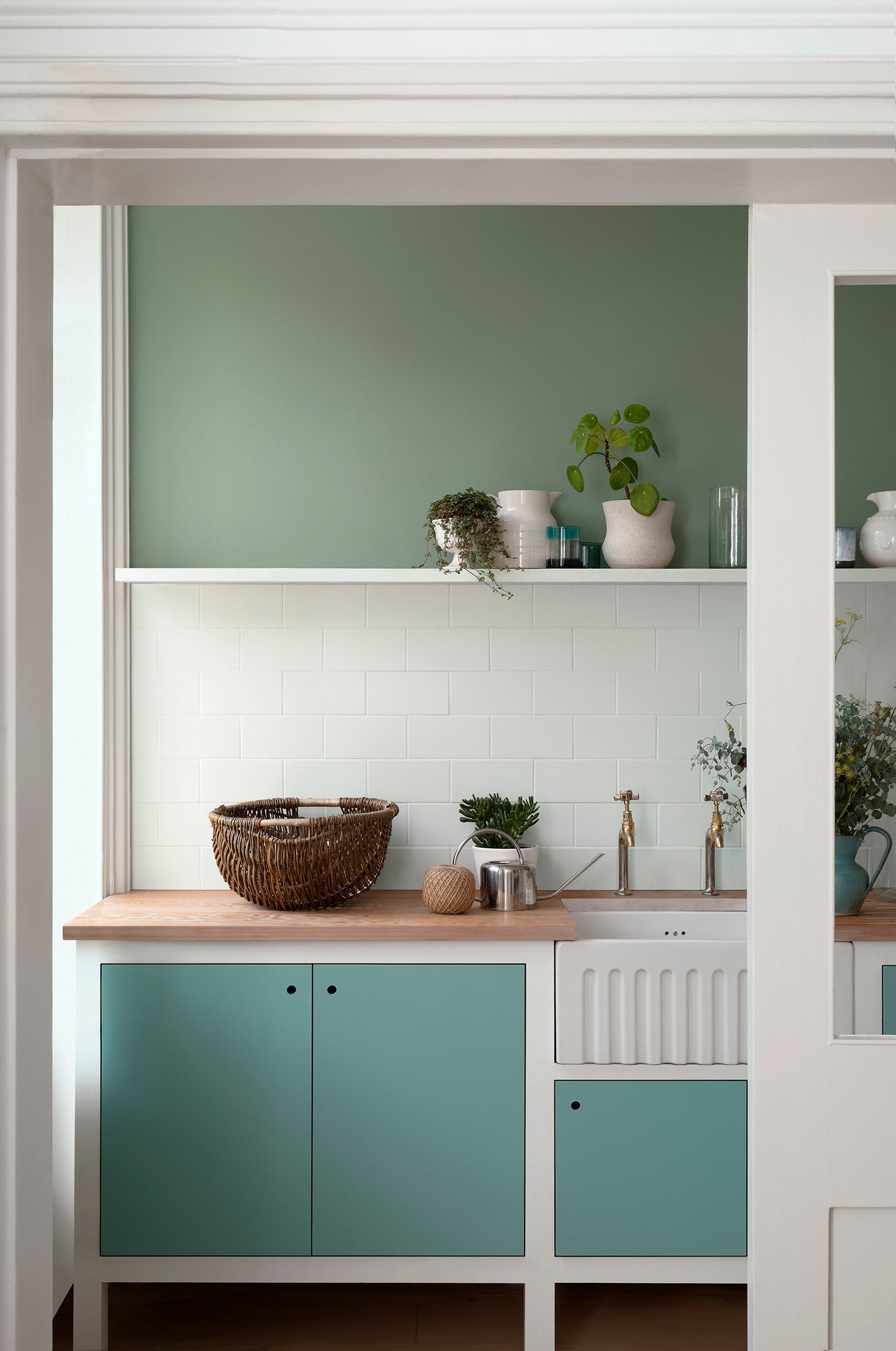 Painted kitchen cabinets in Paint & Paper Library colours