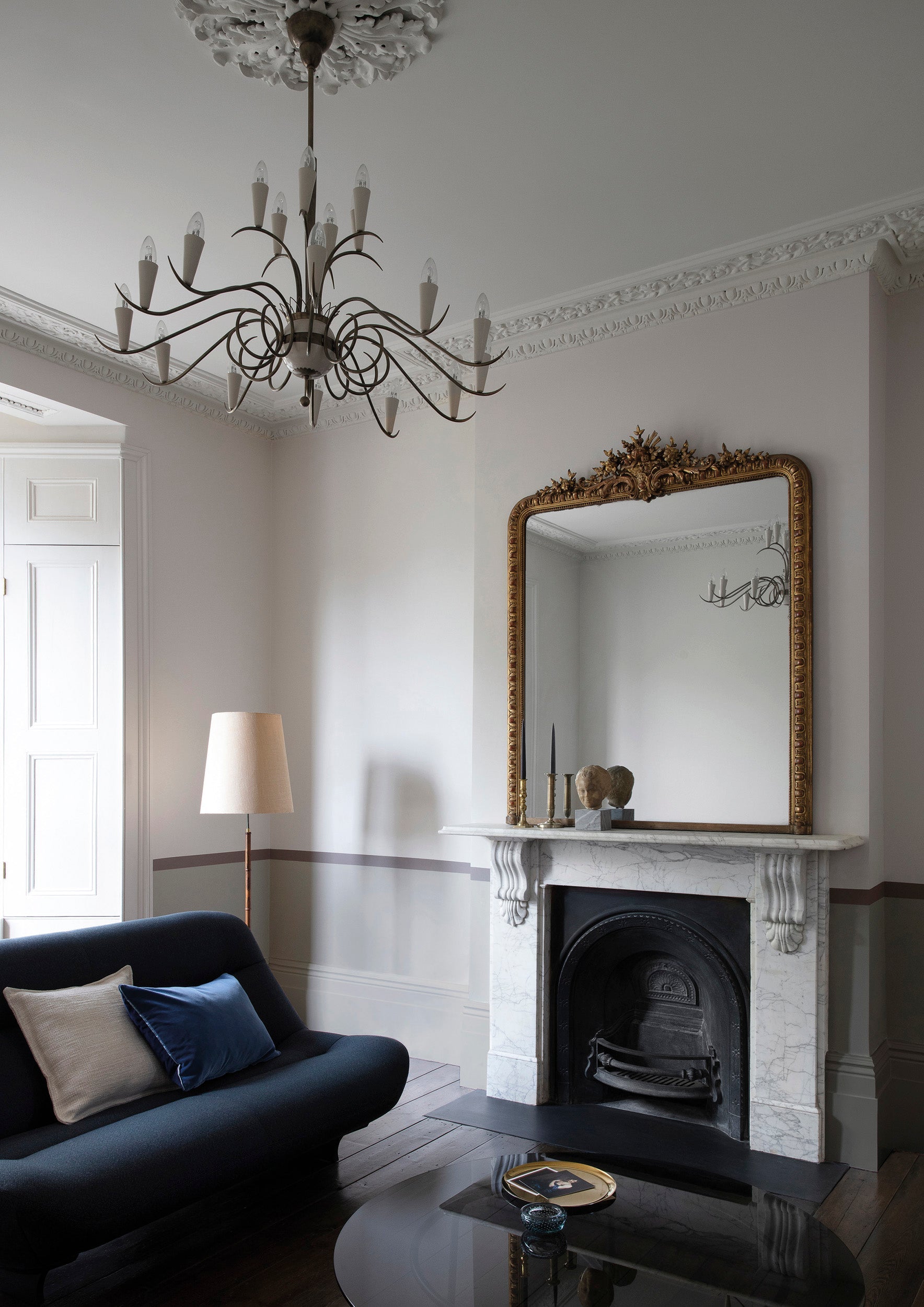 Living room painted in Paint & Paper Library Stone I, Stone II, Stone V and Moleskin