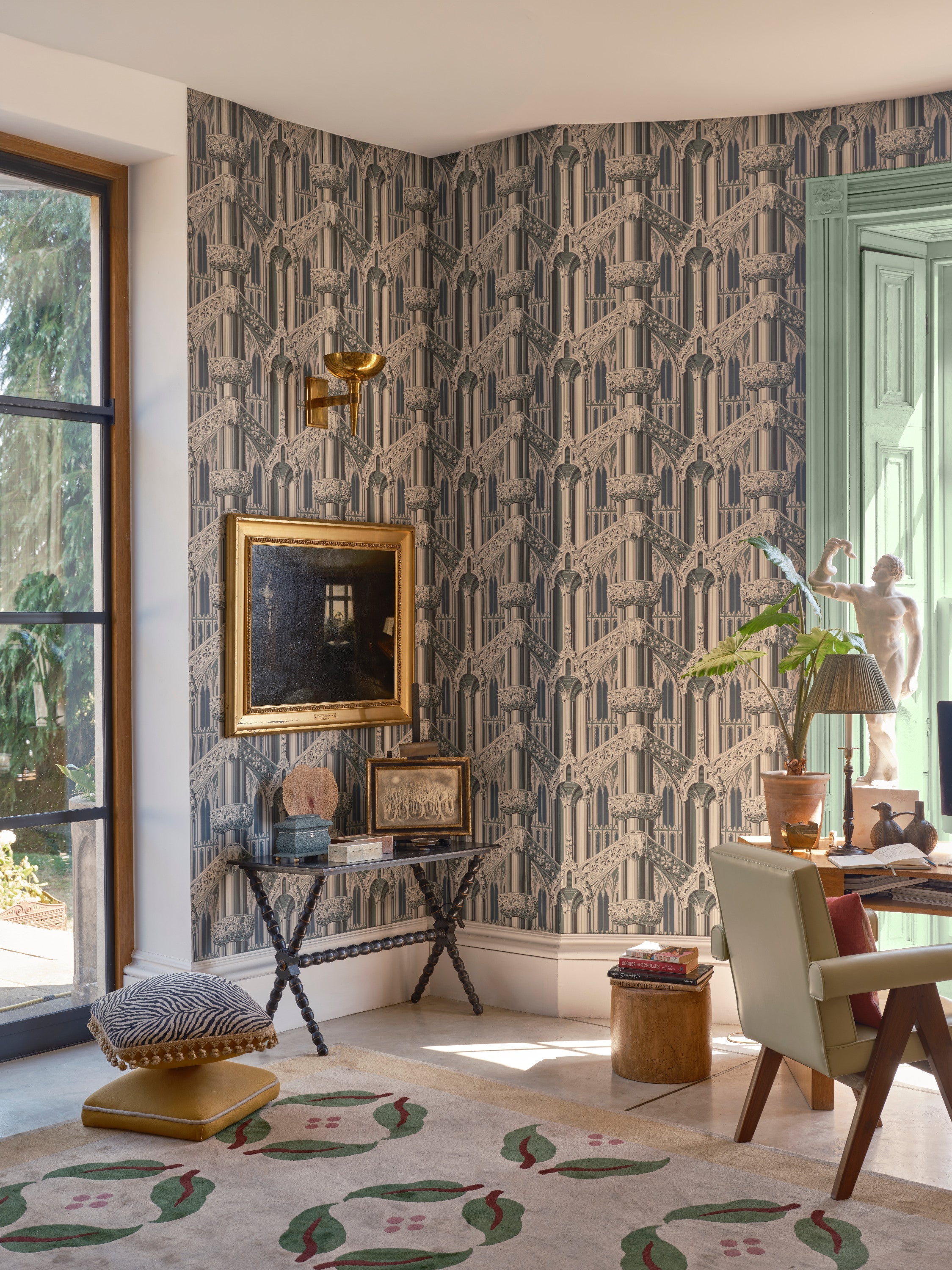 Gothic 6903 wallpaper by Farrow & Ball in a room setting