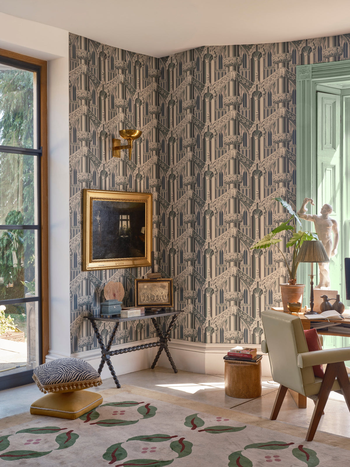 Gothic 6903 wallpaper by Farrow & Ball in a room setting