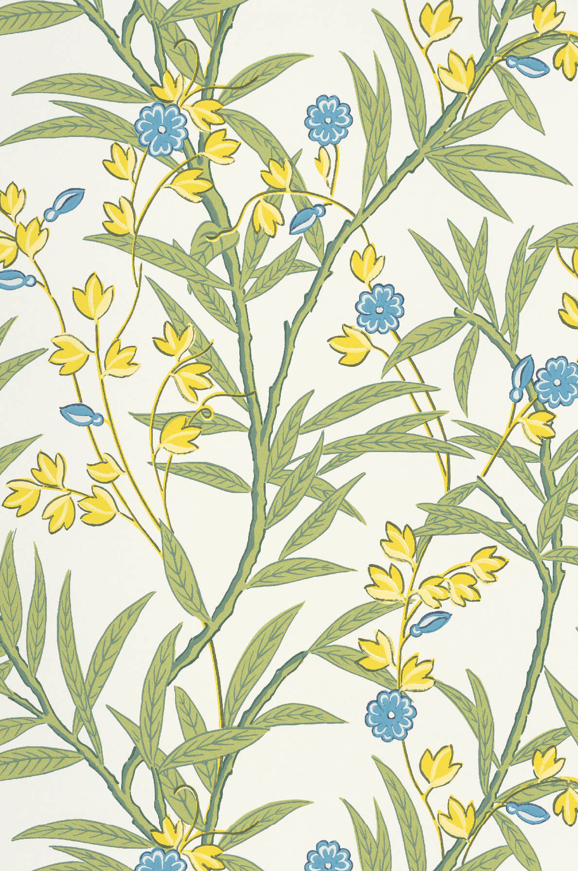 Bamboo Floral - Blue Verditer by Little Greene - luxury wallpaper