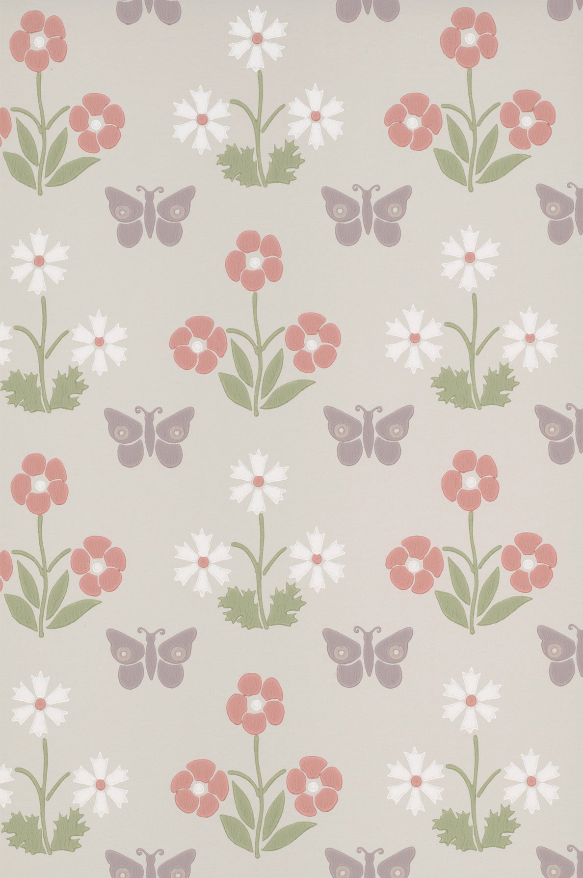 Burges Butterfly - French Grey by Little Greene - luxury wallpaper