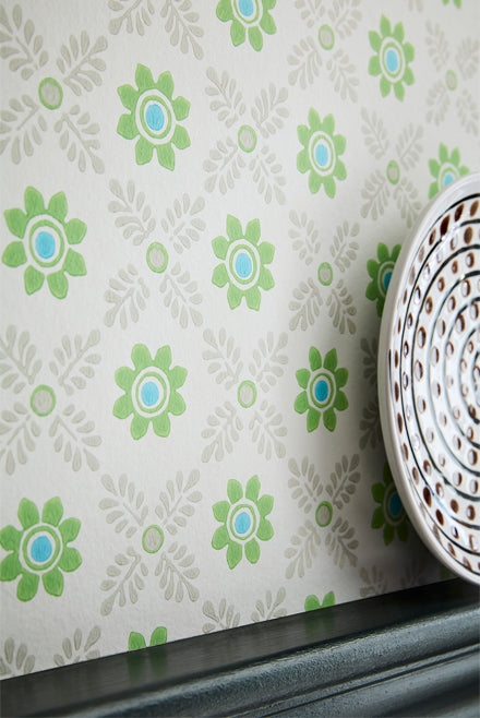 Ditsy Block - Phthalo by Little Greene - luxury wallpaper