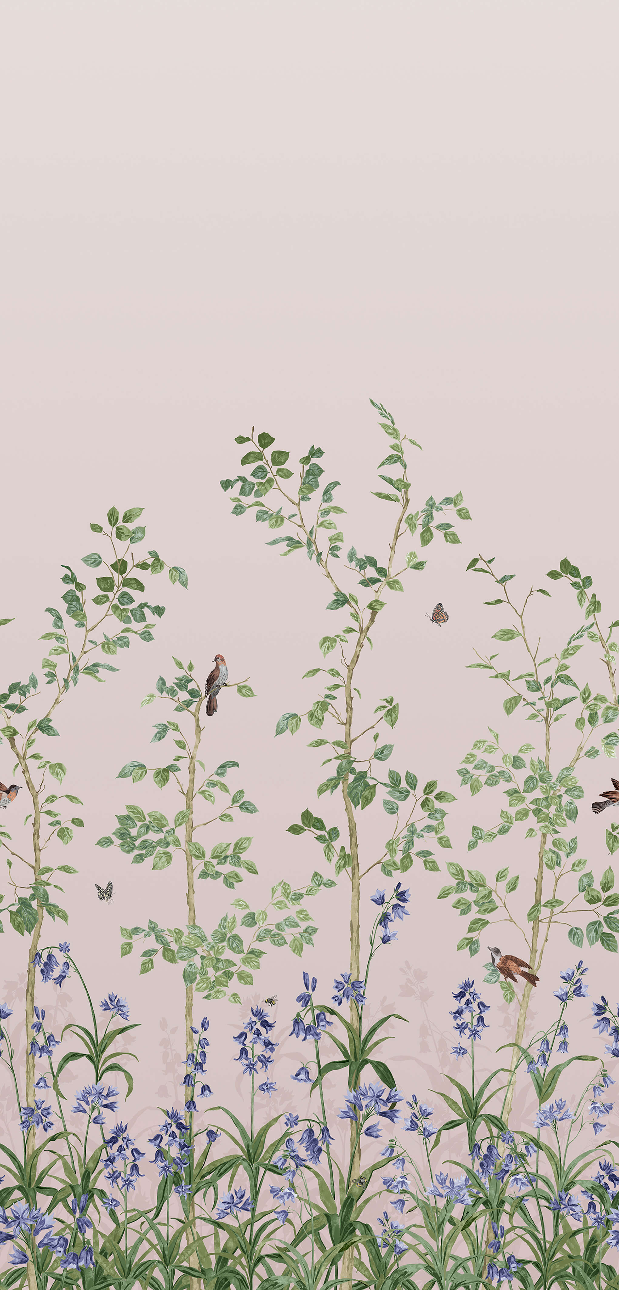 Bird & Bluebell - China Clay by Little Greene - luxury wallpaper
