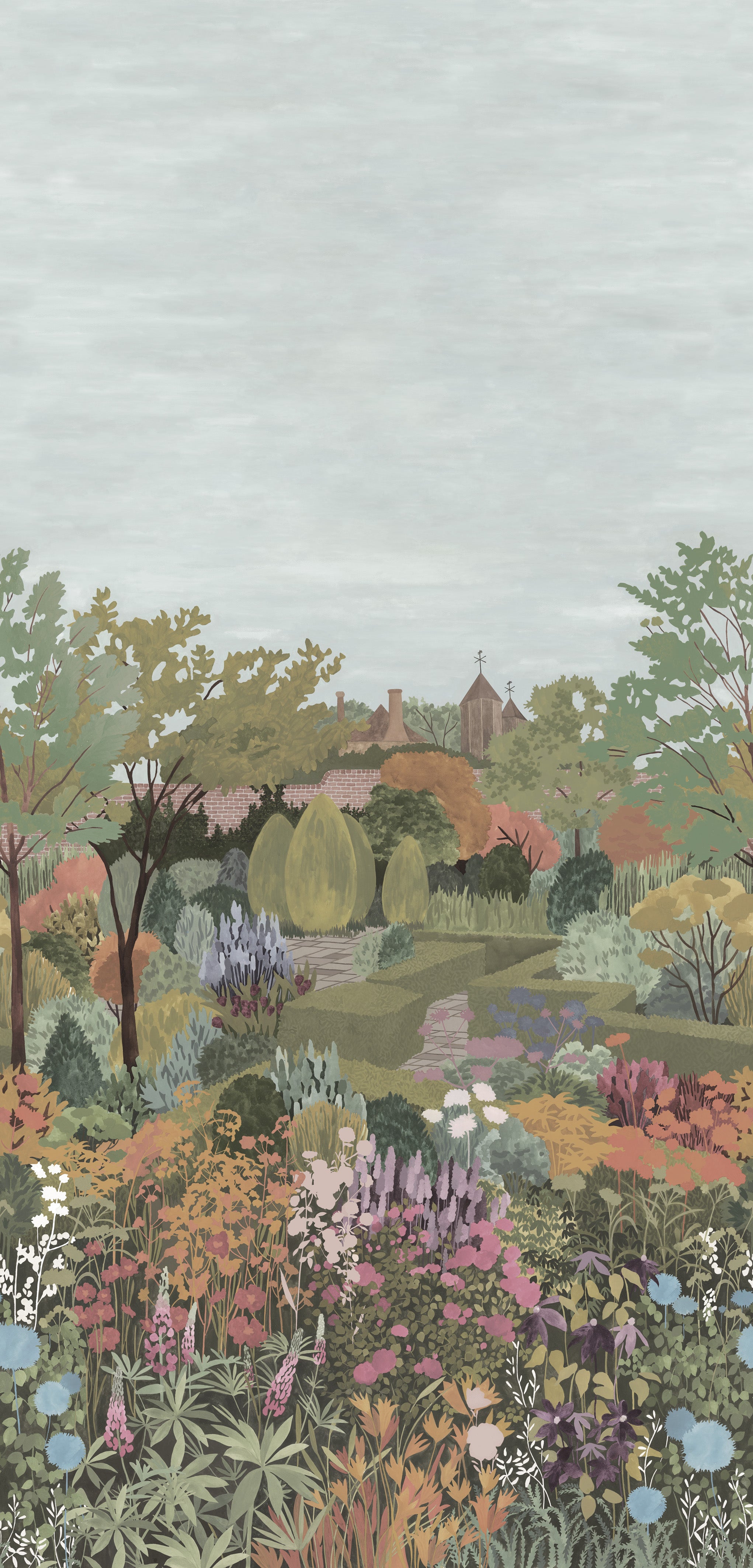 Castle Garden - Sage Green by Little Greene - luxury wallpaper