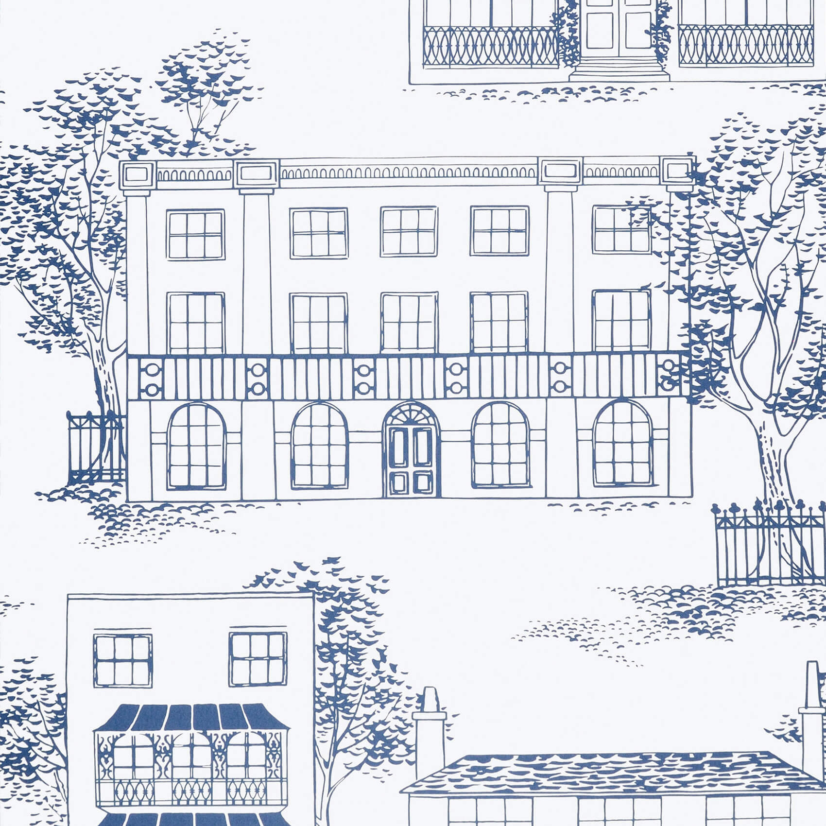 Hampstead - Mid Blue by Little Greene - luxury wallpaper