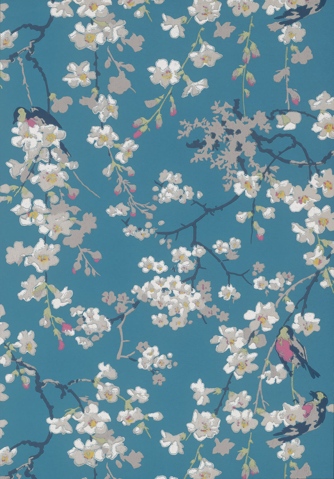 Massingberd Blossom - Deep Blue by Little Greene - luxury wallpaper
