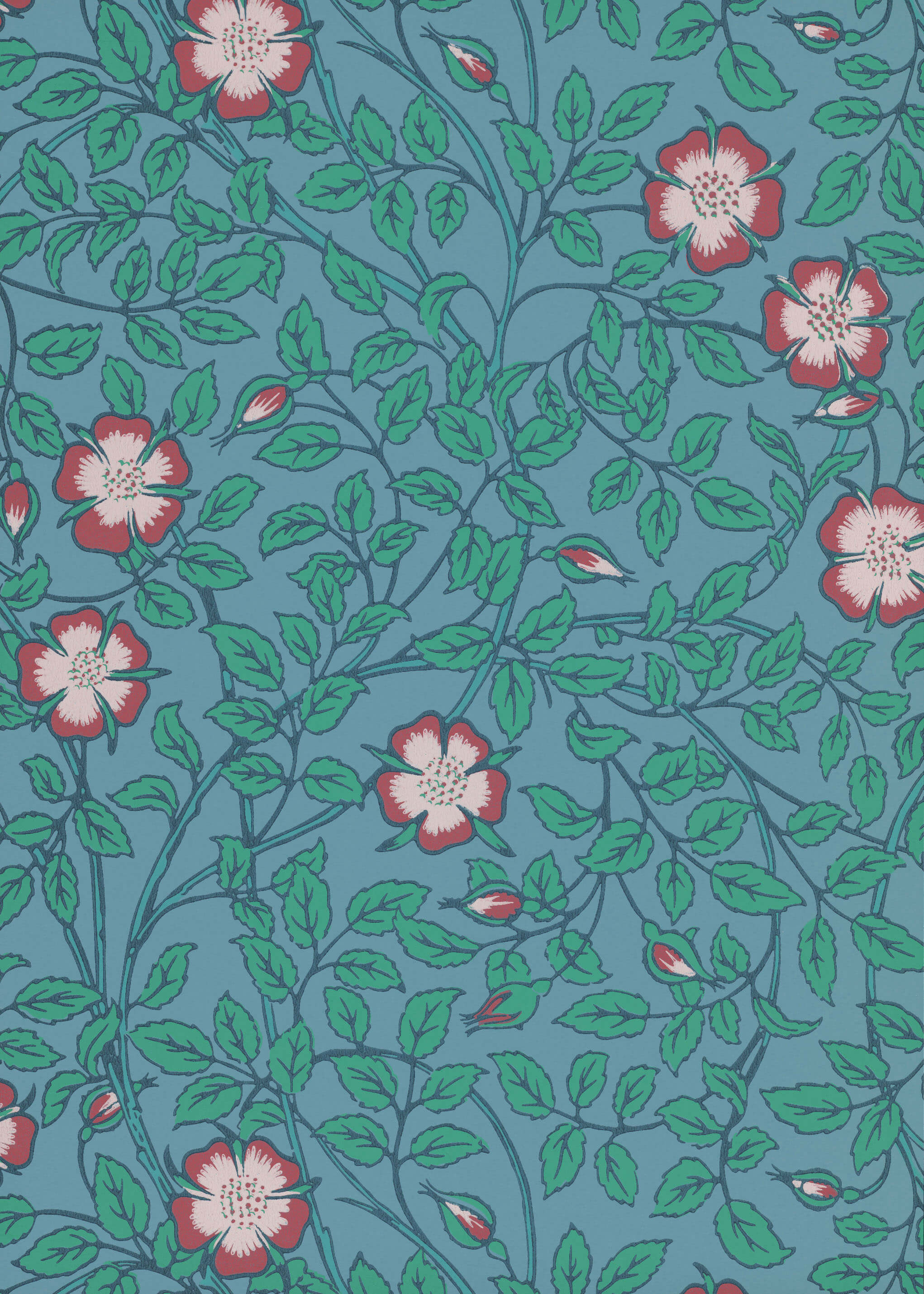 Briar Rose - Marine Blue by Little Greene - luxury wallpaper